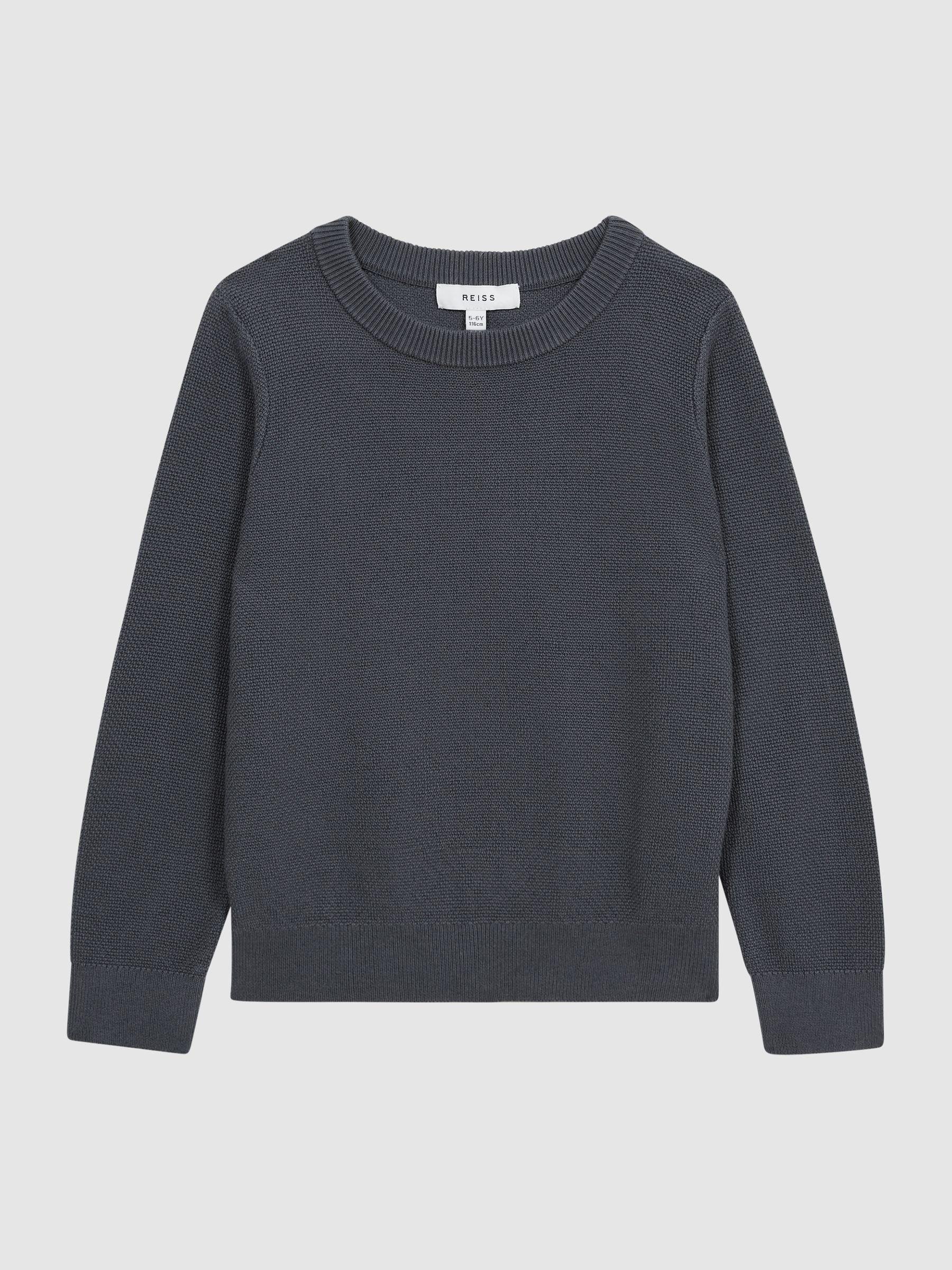 Junior Stitch Interest Crew Neck Jumper in Airforce Blue - Image 2 of 7 Junior Stitch Interest Crew Neck Jumper in Airforce Blue - Image 2 of 7