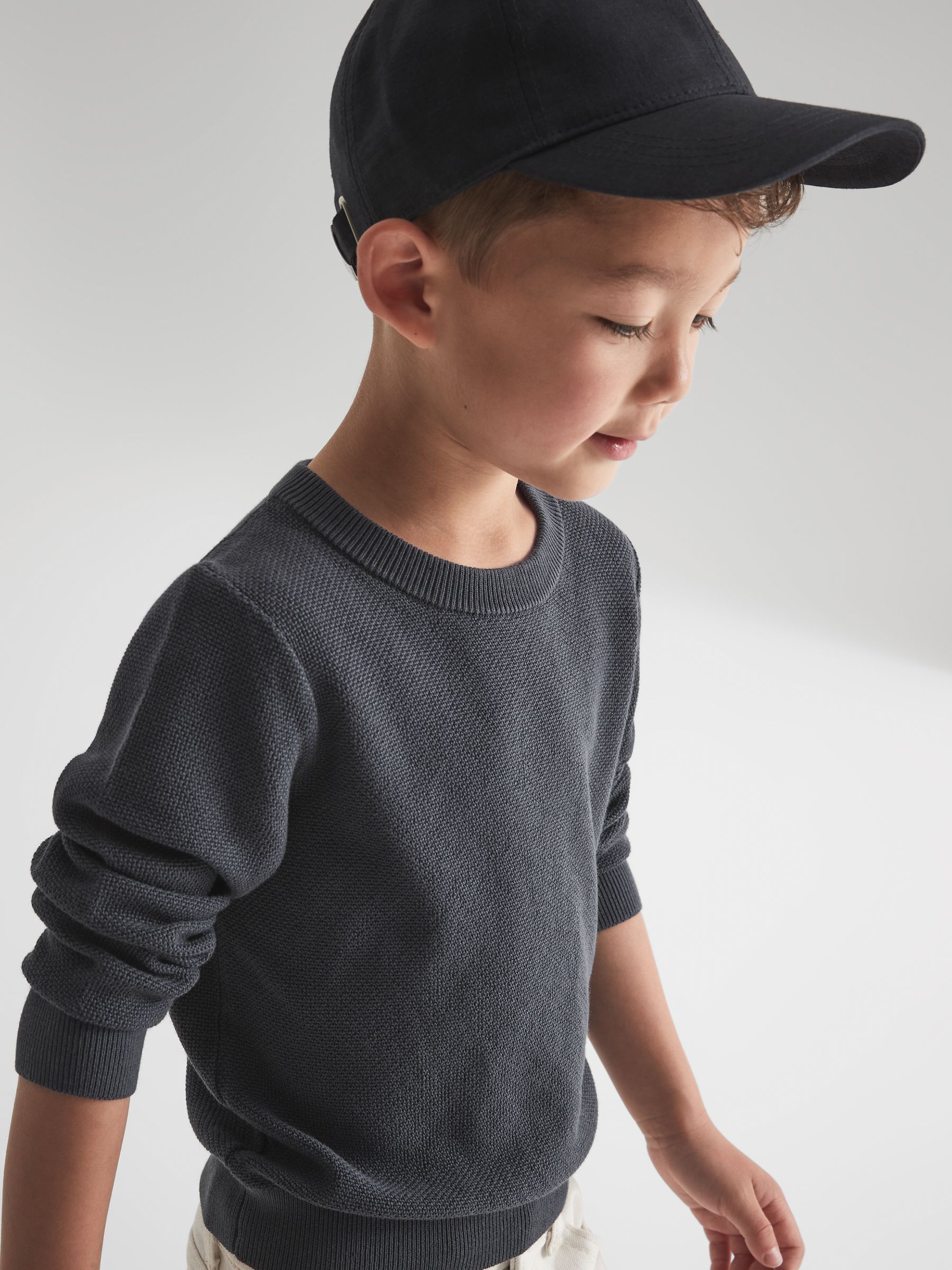 Junior Stitch Interest Crew Neck Jumper in Airforce Blue - Image 4 of 7