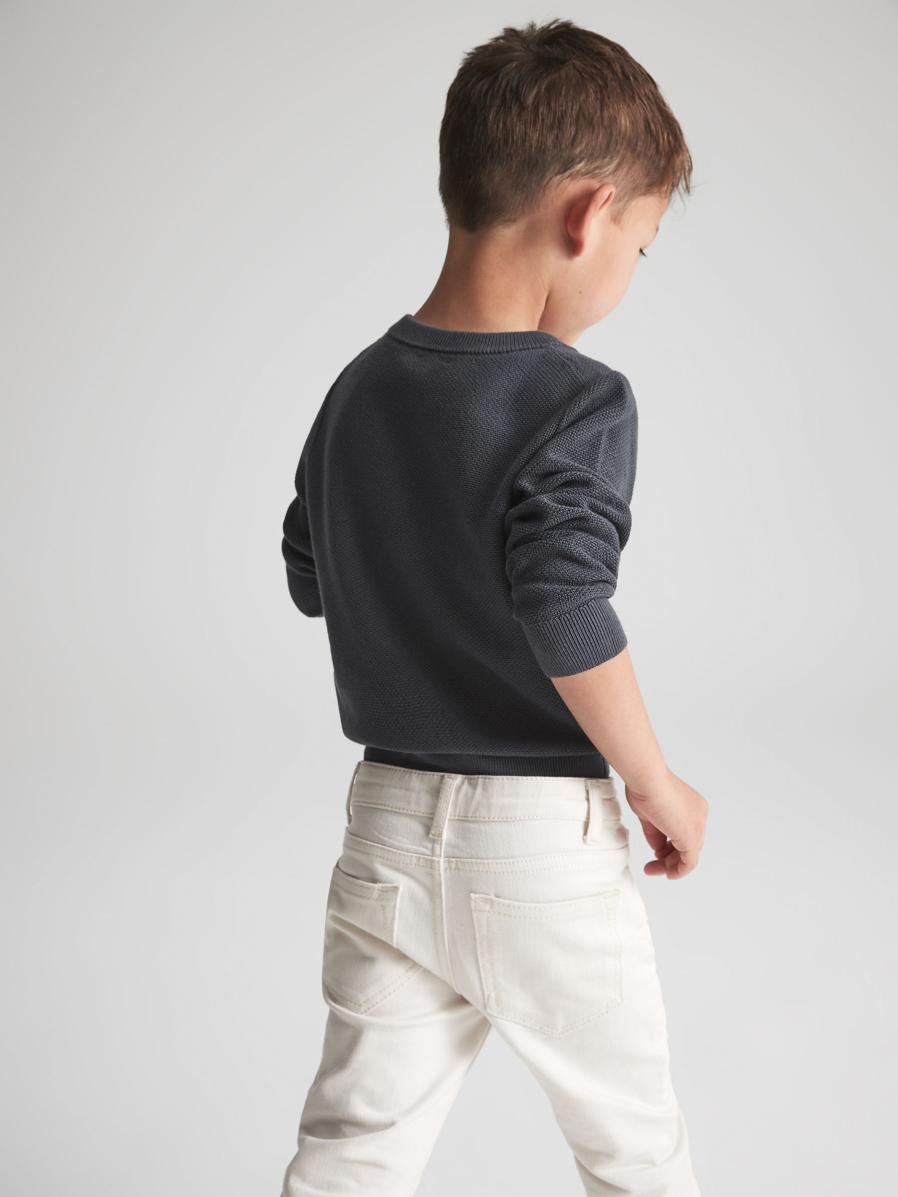 Junior Stitch Interest Crew Neck Jumper in Airforce Blue - Image 5 of 7