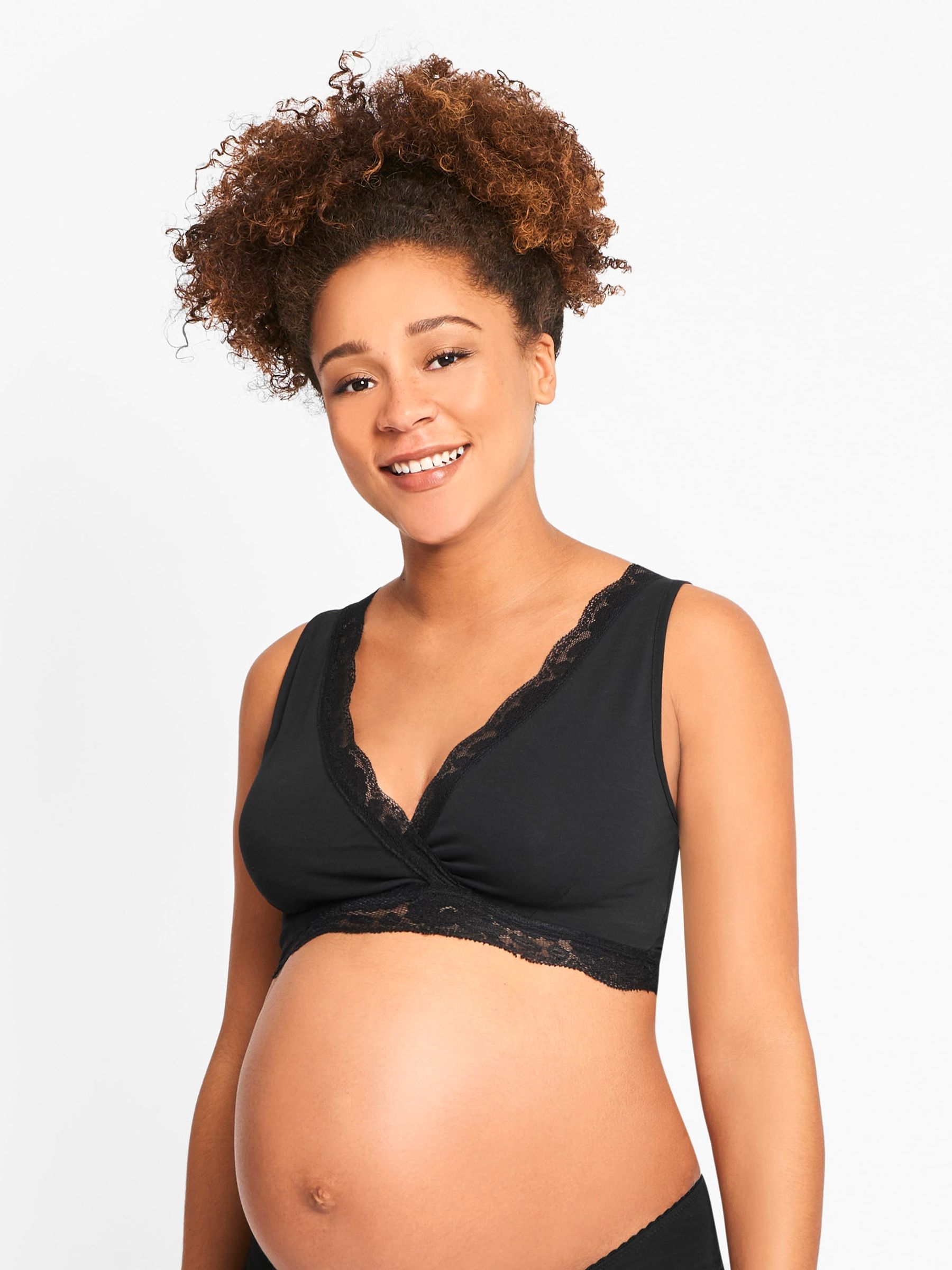 Black Lace Trim Maternity & Nursing Sleep Bras - Image 1 of 4