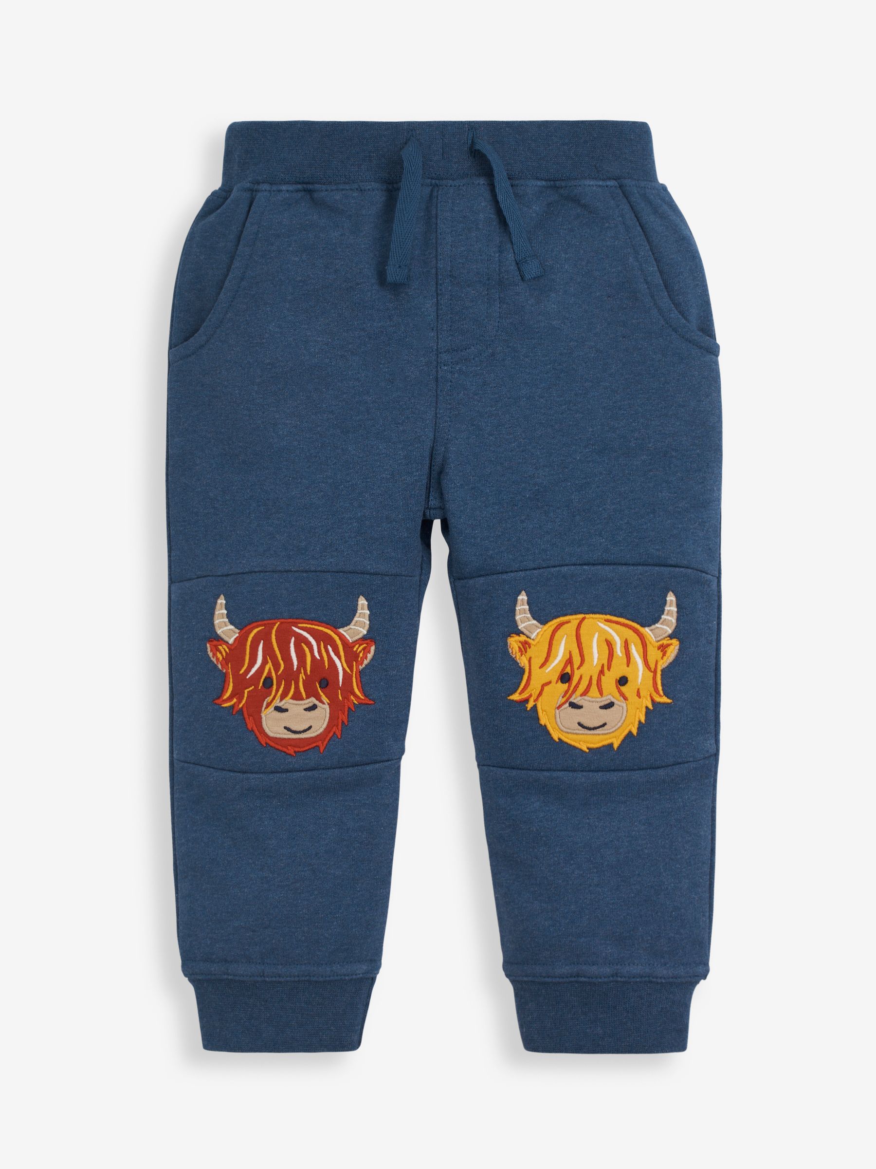 Indigo Highland Cow Appliqué Knee Joggers - Image 1 of 3