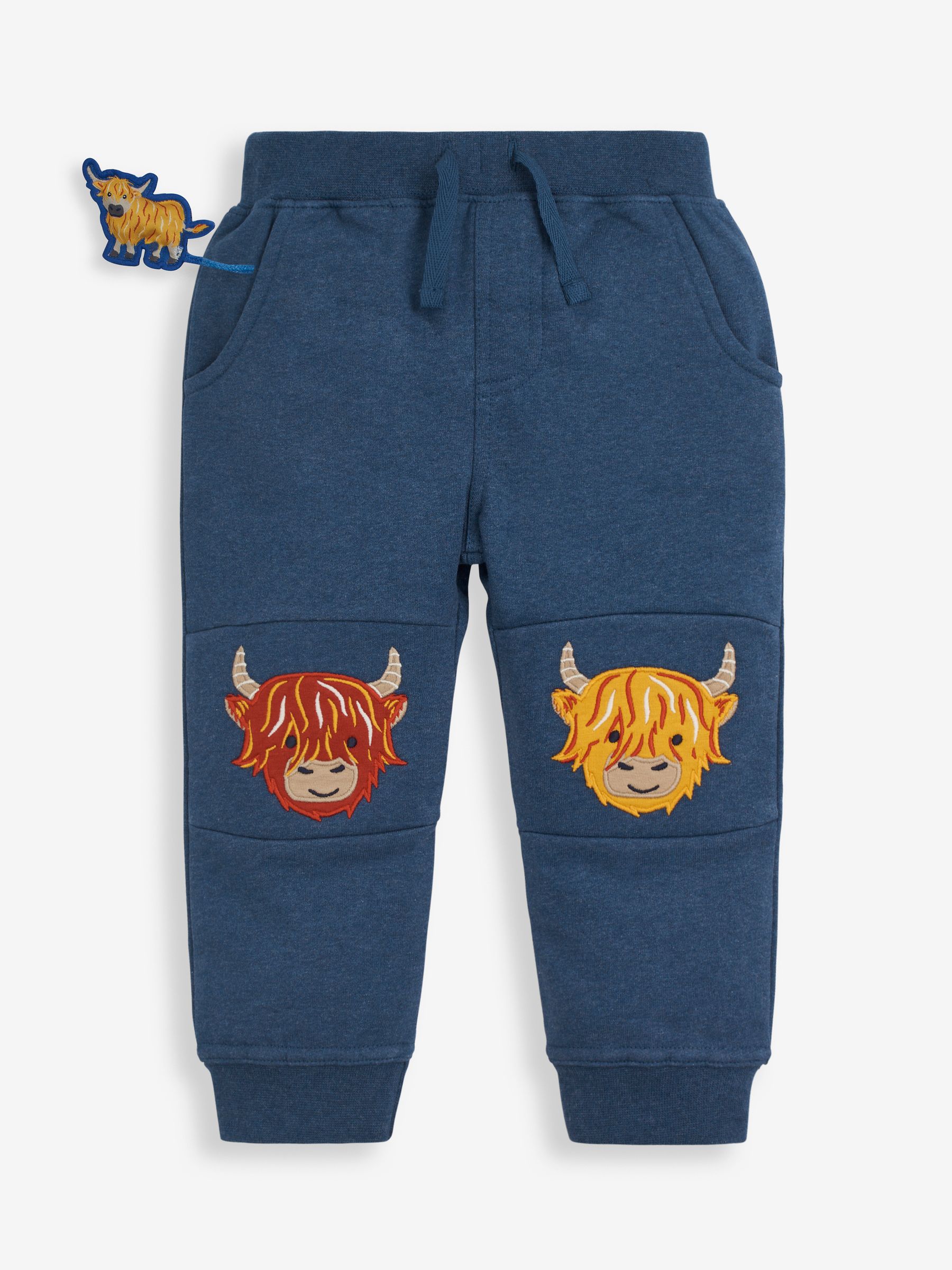 Indigo Highland Cow Appliqué Knee Joggers - Image 2 of 3