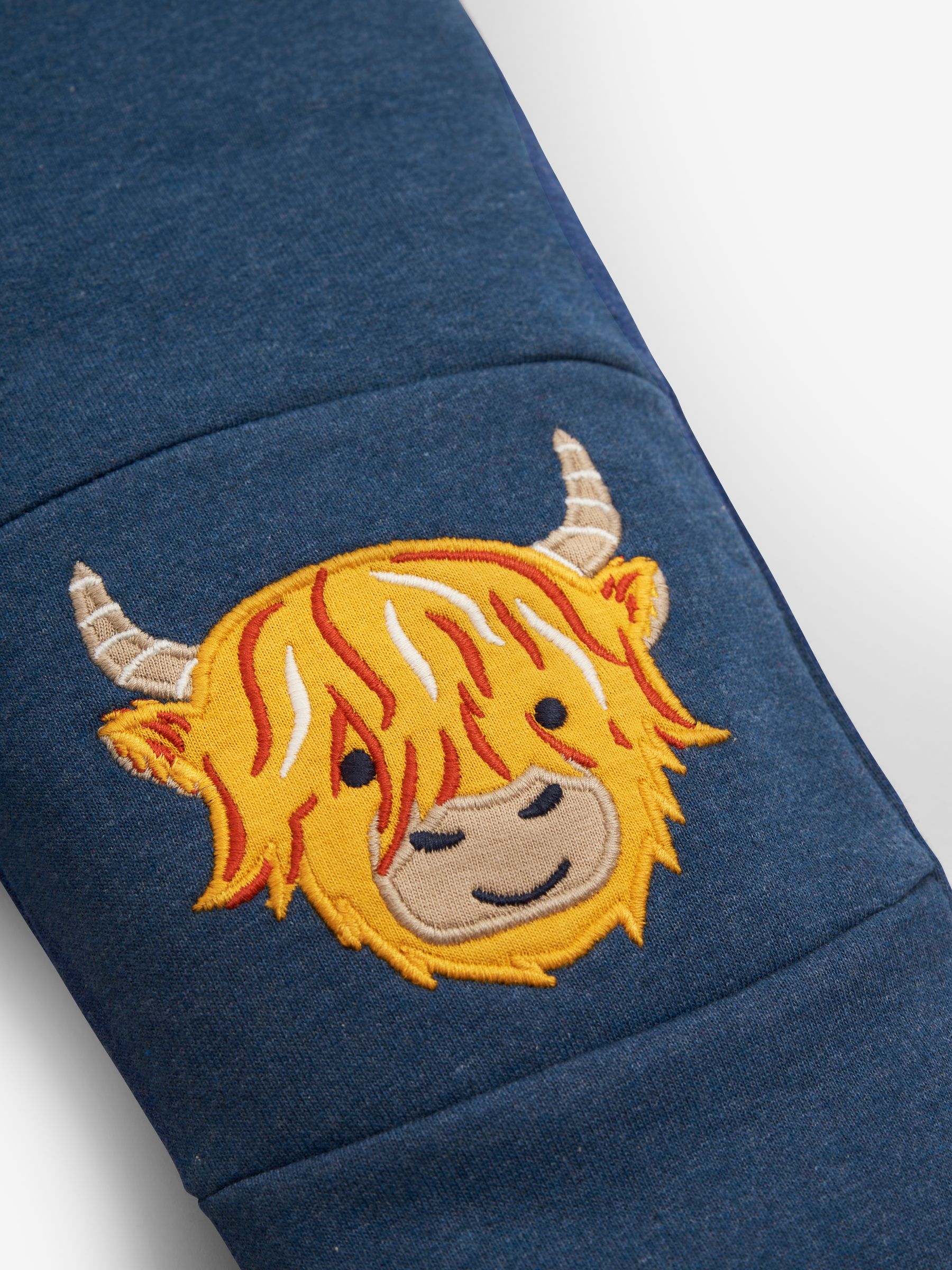 Indigo Highland Cow Appliqué Knee Joggers - Image 3 of 3