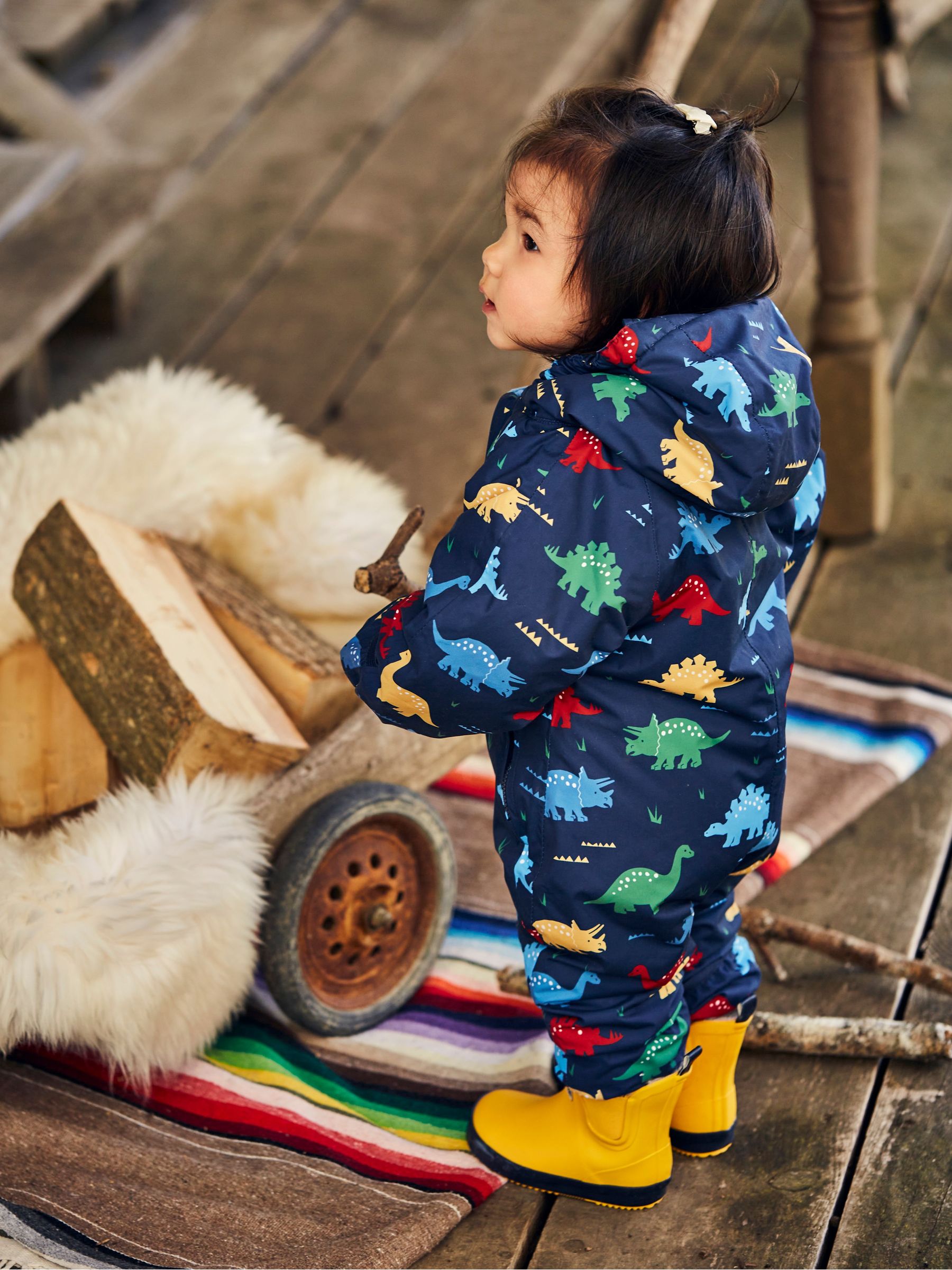 Navy Blue Dinosaur Waterproof Fleece Lined Puddle Suit - Image 26 of 26