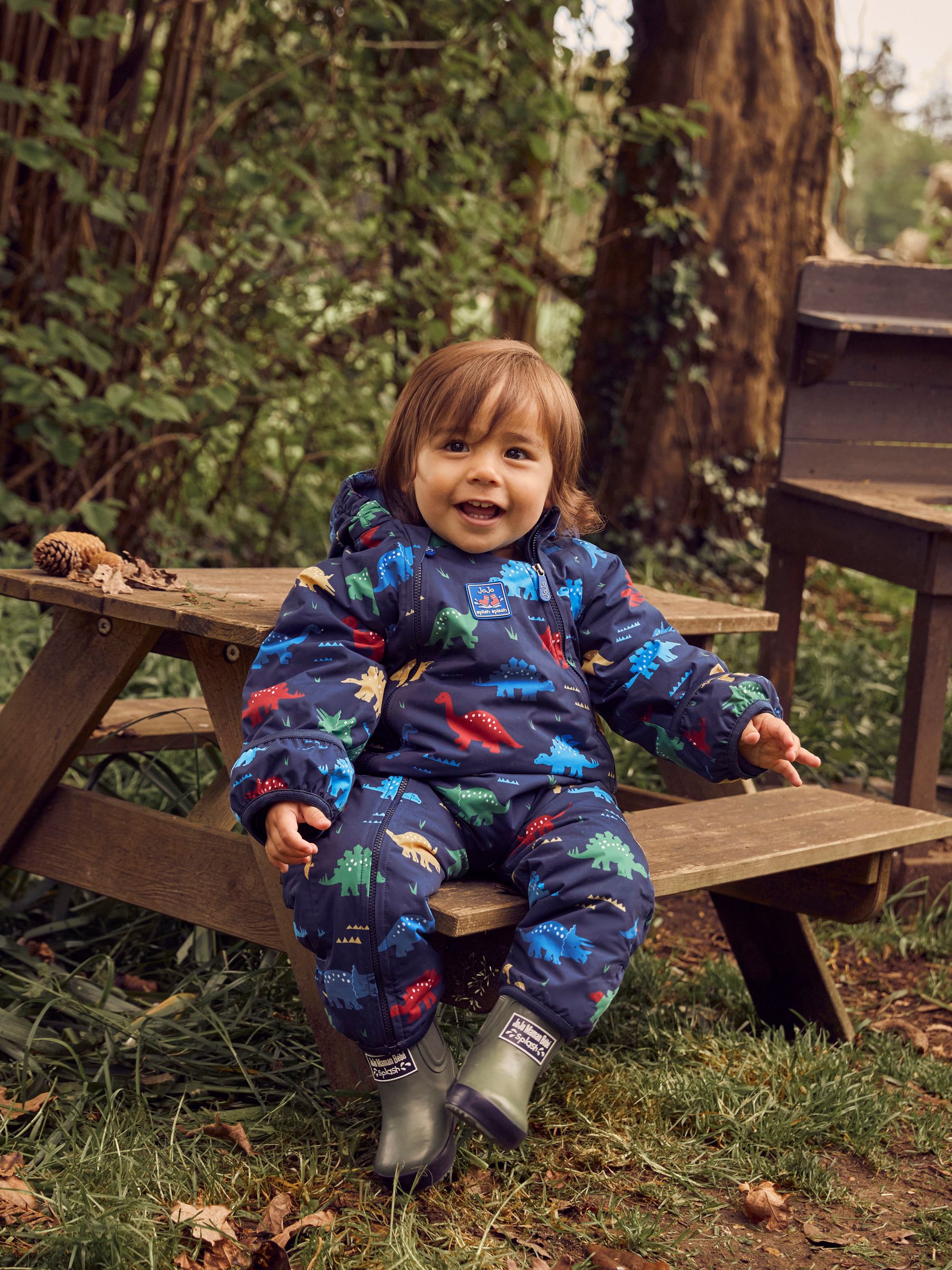 Navy Blue Dinosaur Waterproof Fleece Lined Puddle Suit - Image 4 of 11