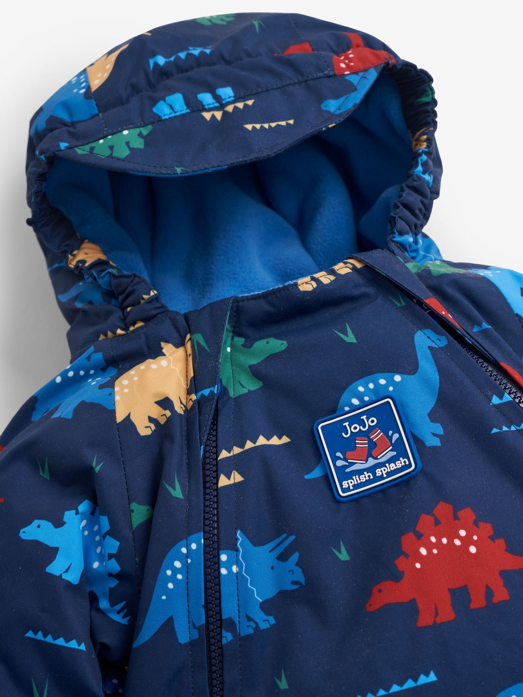 Navy Blue Dinosaur Waterproof Fleece Lined Puddle Suit - Image 9 of 11