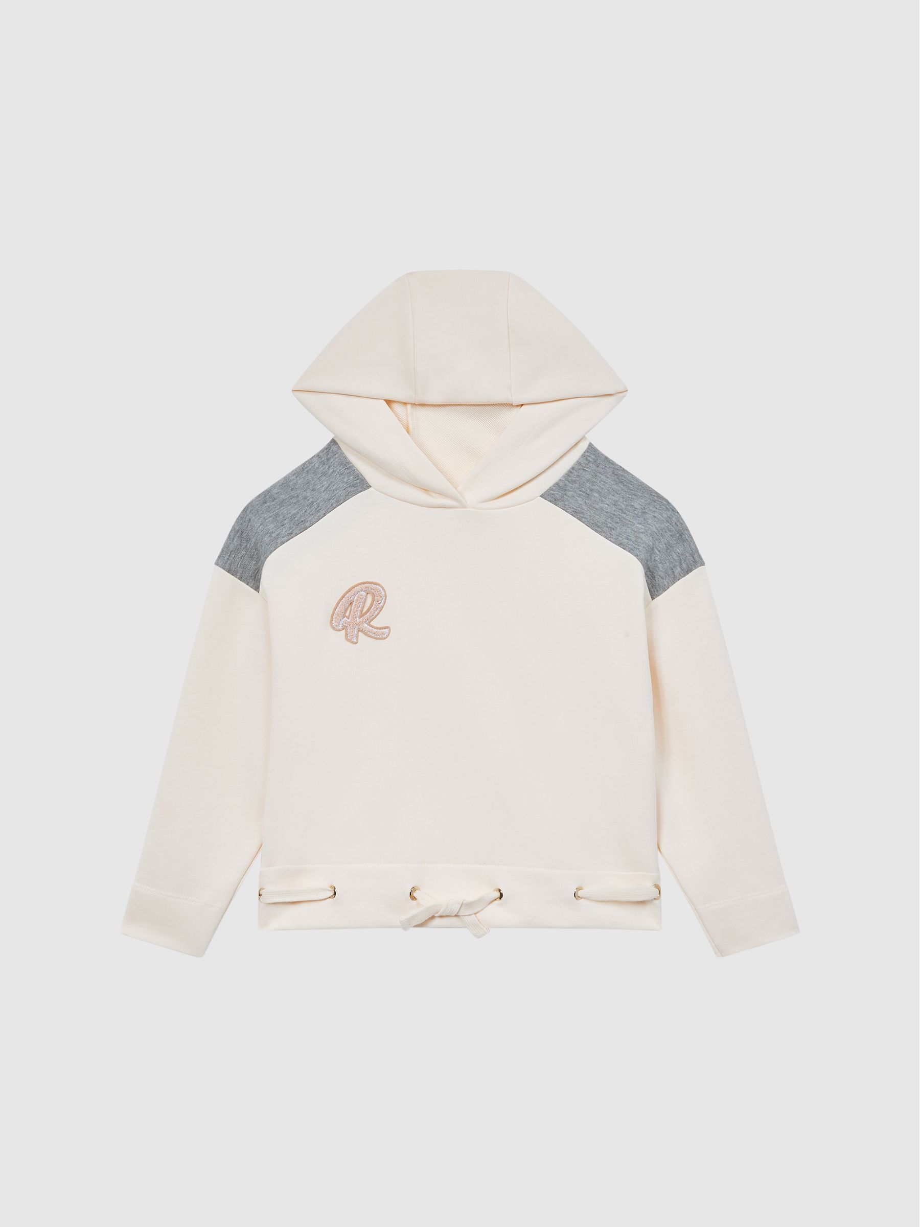 Senior Colourblock Hooded Sweatshirt in Pale Pink/Grey Marl - Image 2 of 6 Senior Colourblock Hooded Sweatshirt in Pale Pink/Grey Marl - Image 2 of 6