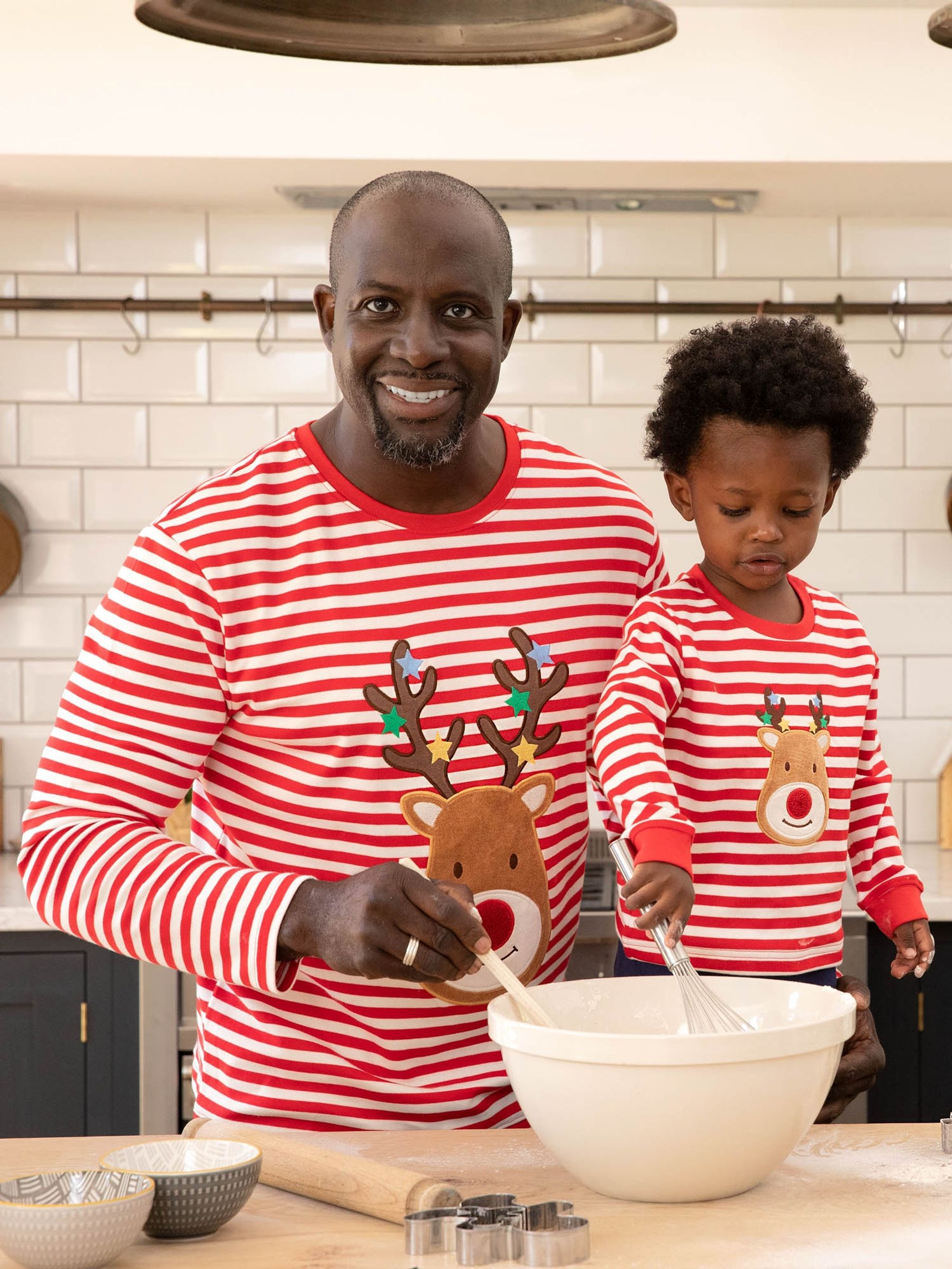 Reindeer Stripe Jersey Pyjamas in Red - Image 2 of 8