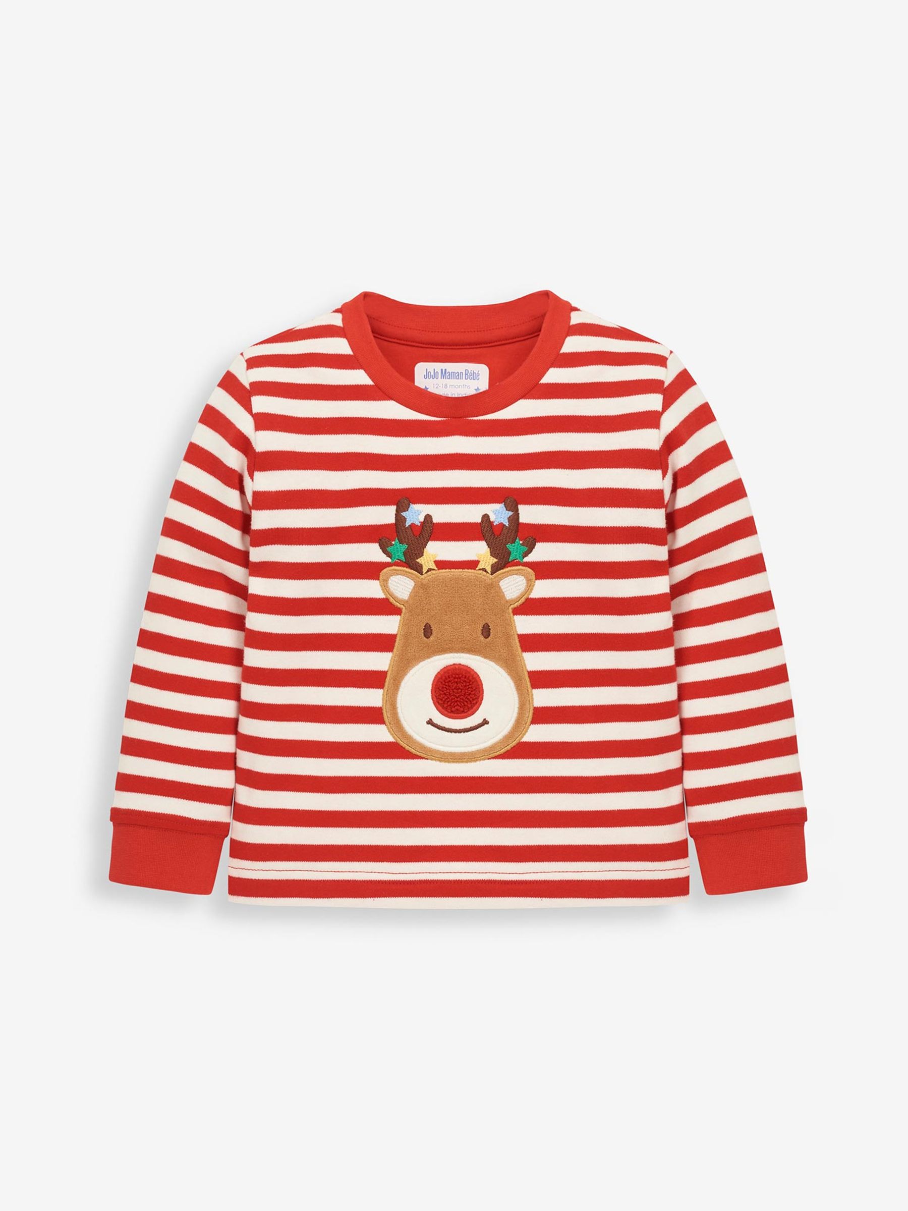 Reindeer Stripe Jersey Pyjamas in Red - Image 6 of 8