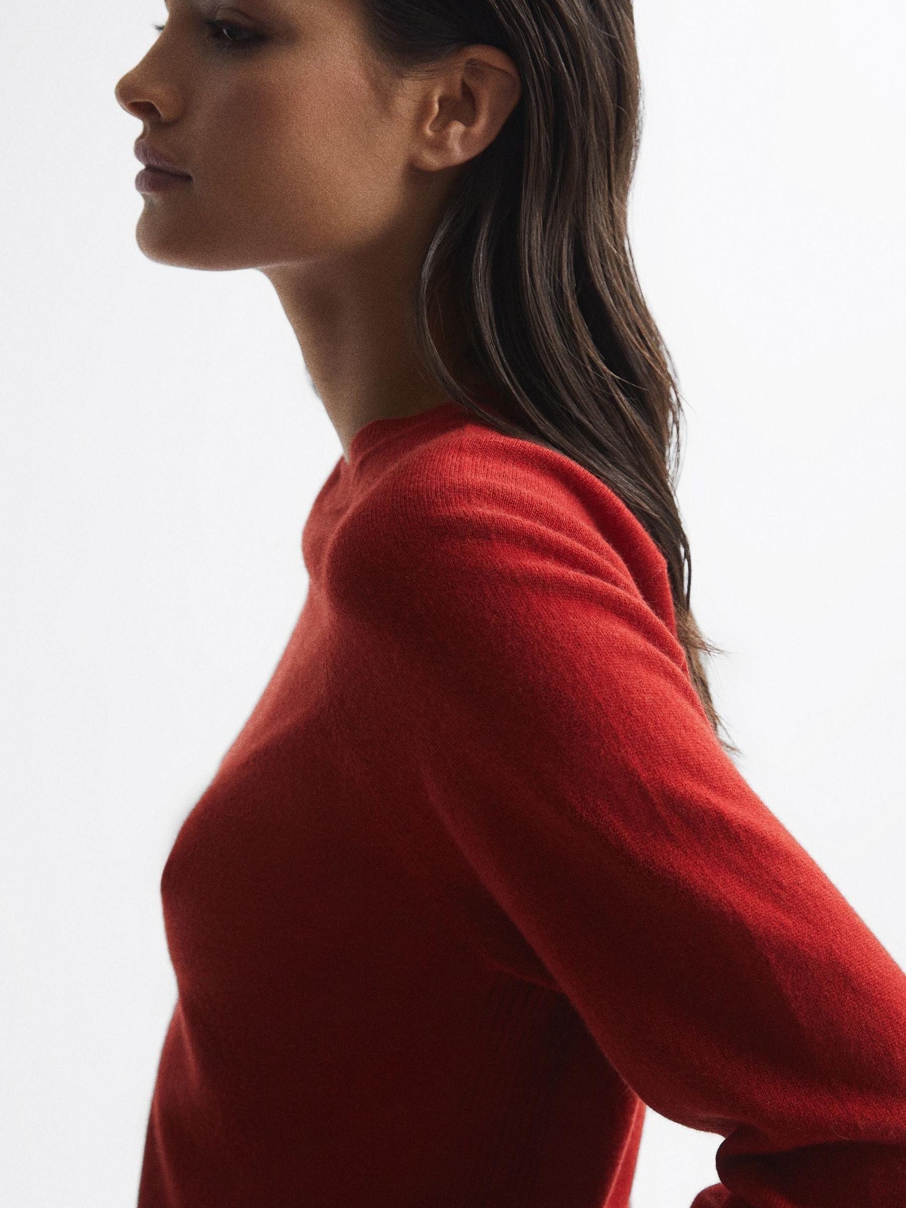 Crew Neck Knitted Jumper in Red - Image 1 of 7