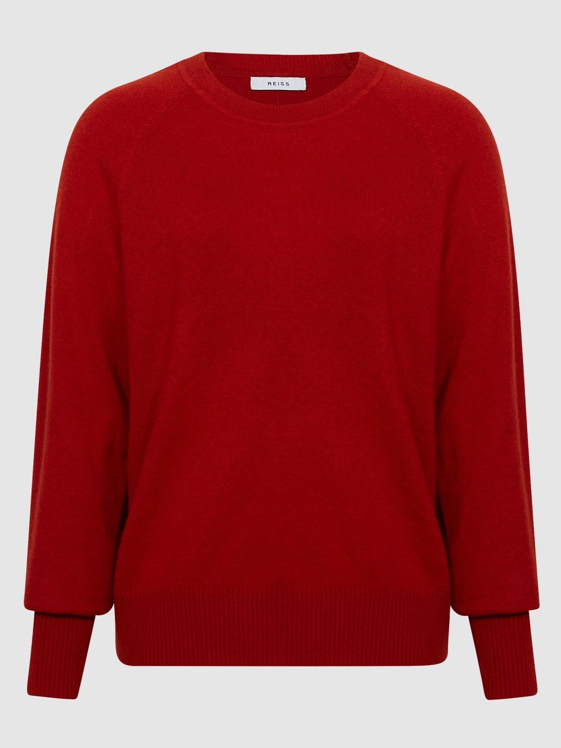 Crew Neck Knitted Jumper in Red - Image 2 of 7 Crew Neck Knitted Jumper in Red - Image 2 of 7