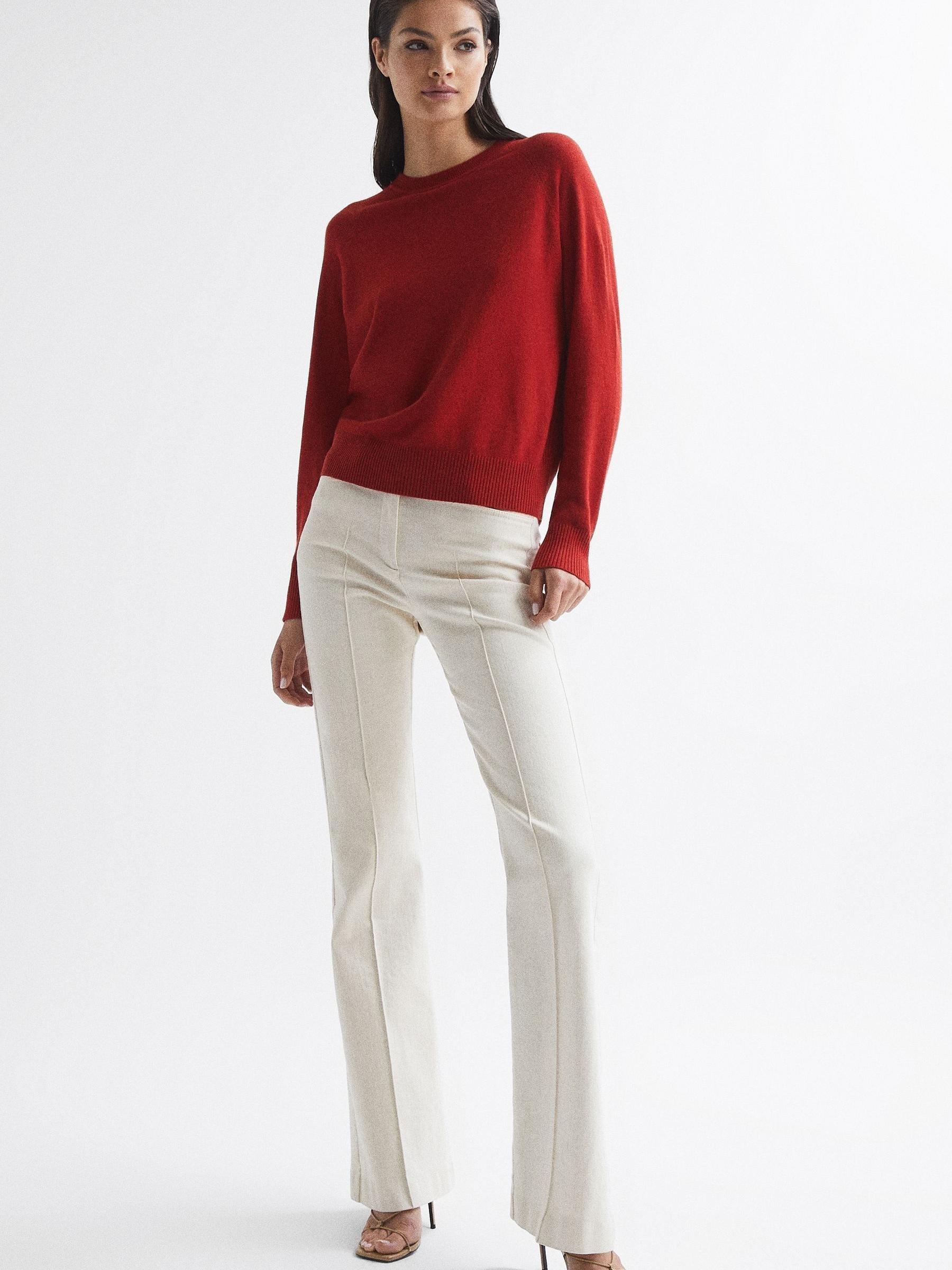 Crew Neck Knitted Jumper in Red - Image 3 of 7