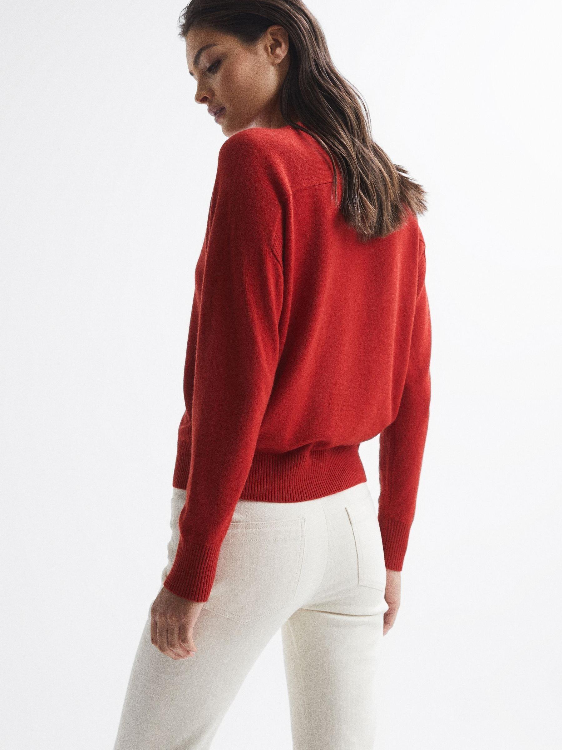 Crew Neck Knitted Jumper in Red - Image 5 of 7