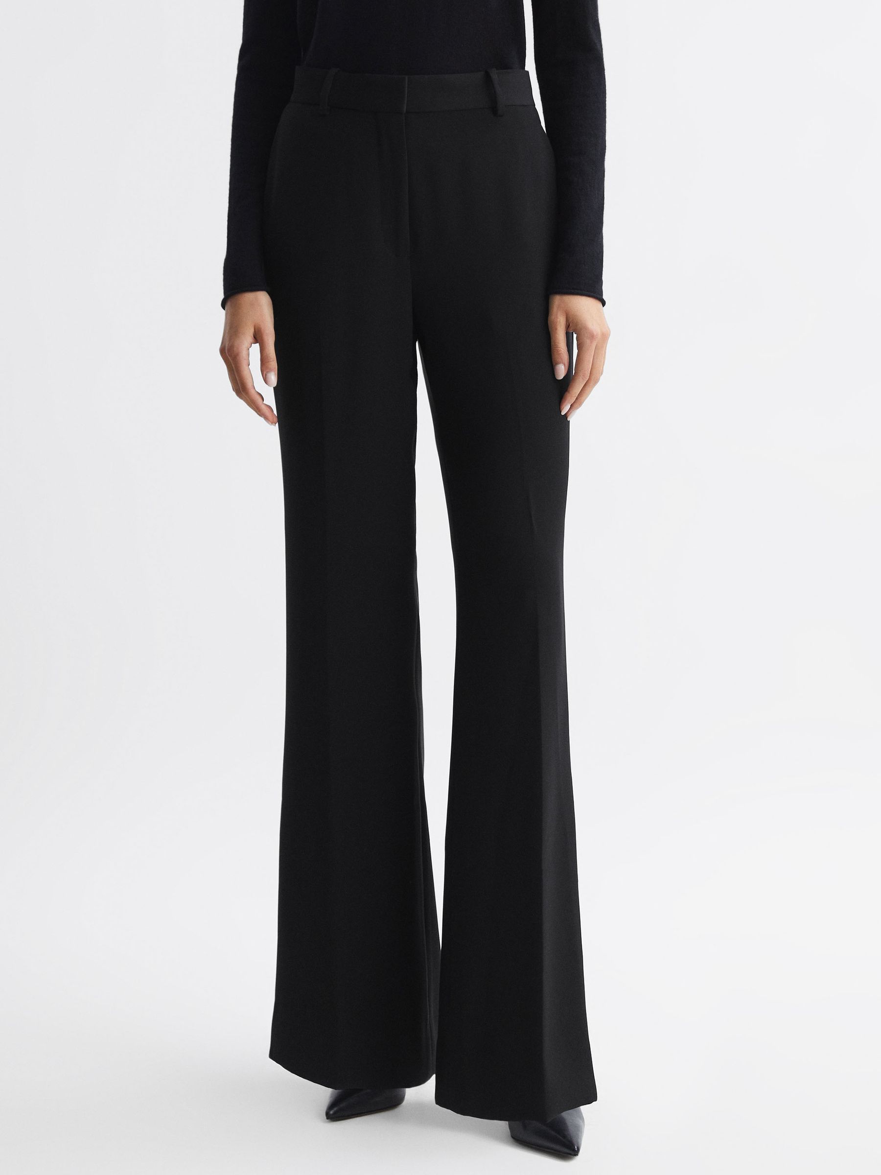 Wide Leg Suit Trousers in Black - Image 1 of 4
