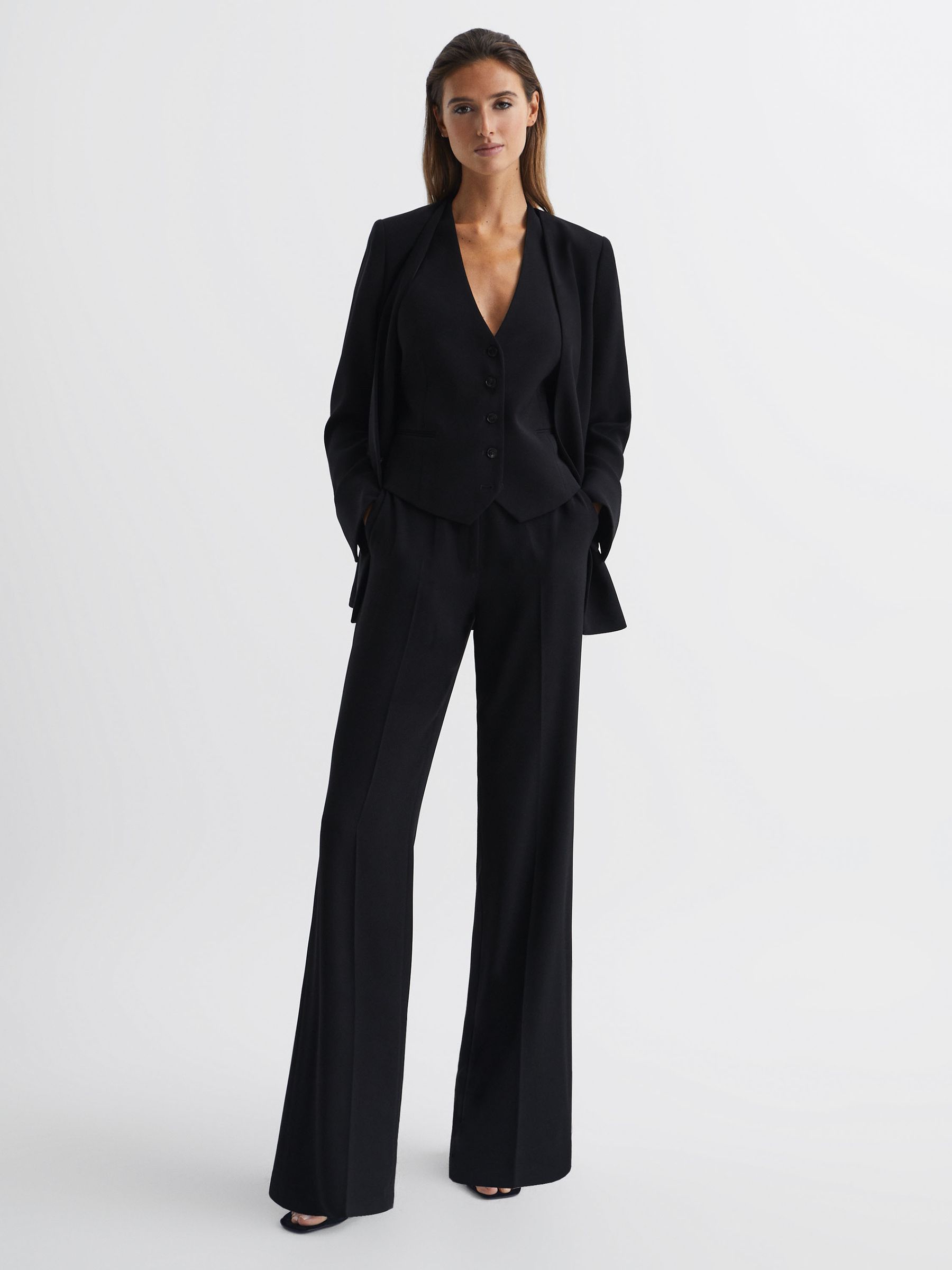 Wide Leg Suit Trousers in Black - Image 7 of 8