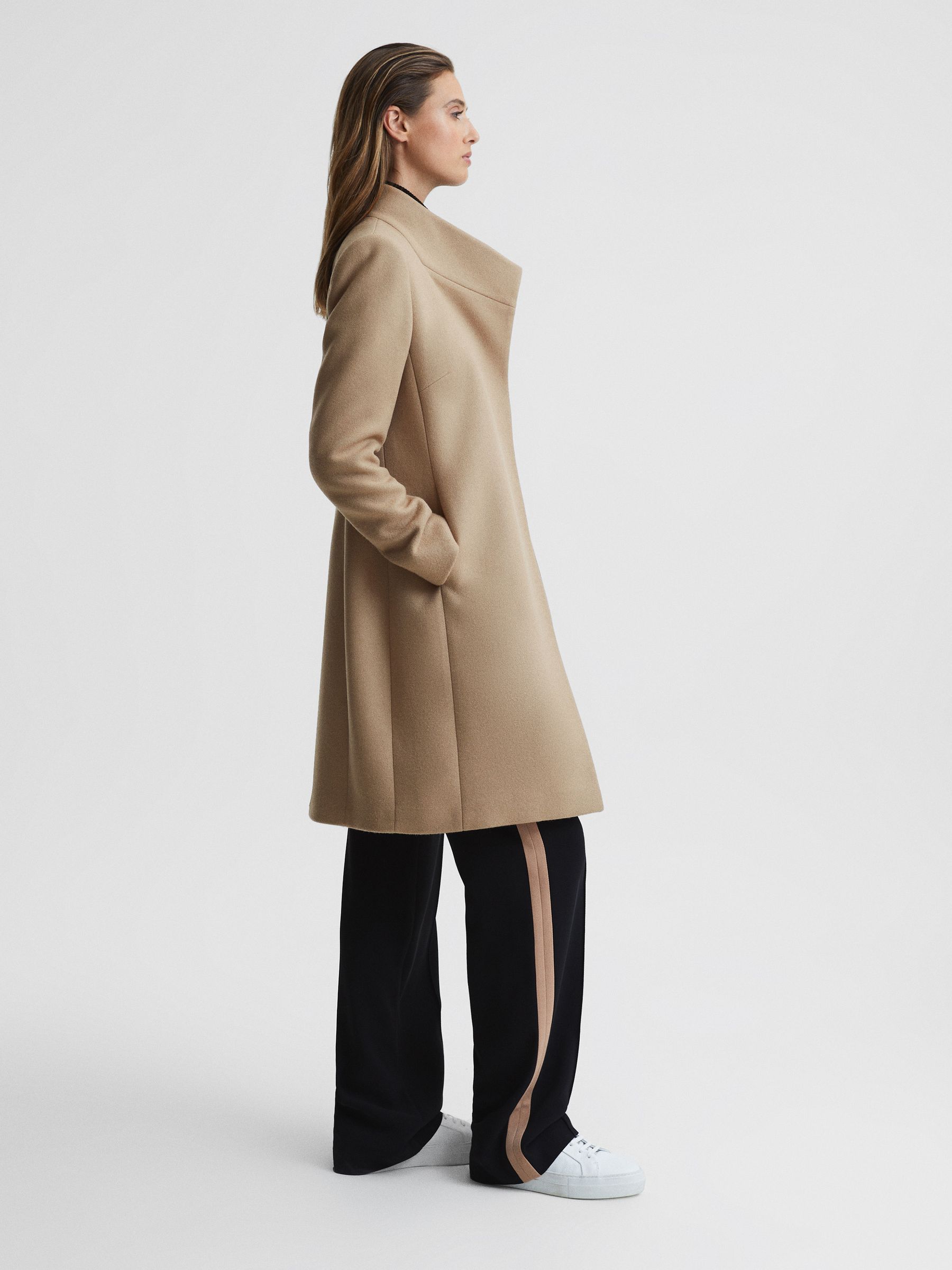 Petite Wool Blend Mid-Length Coat in Camel - Image 9 of 11