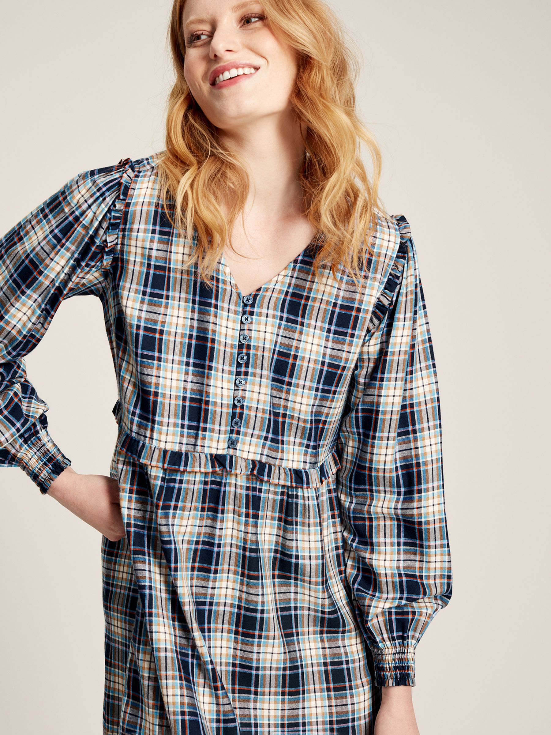 Camilla Blue Button Front Tiered Dress - Image 3 of 6