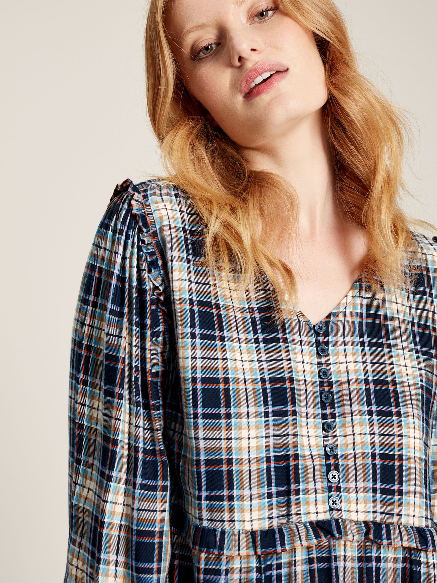 Camilla Blue Button Front Tiered Dress - Image 4 of 6