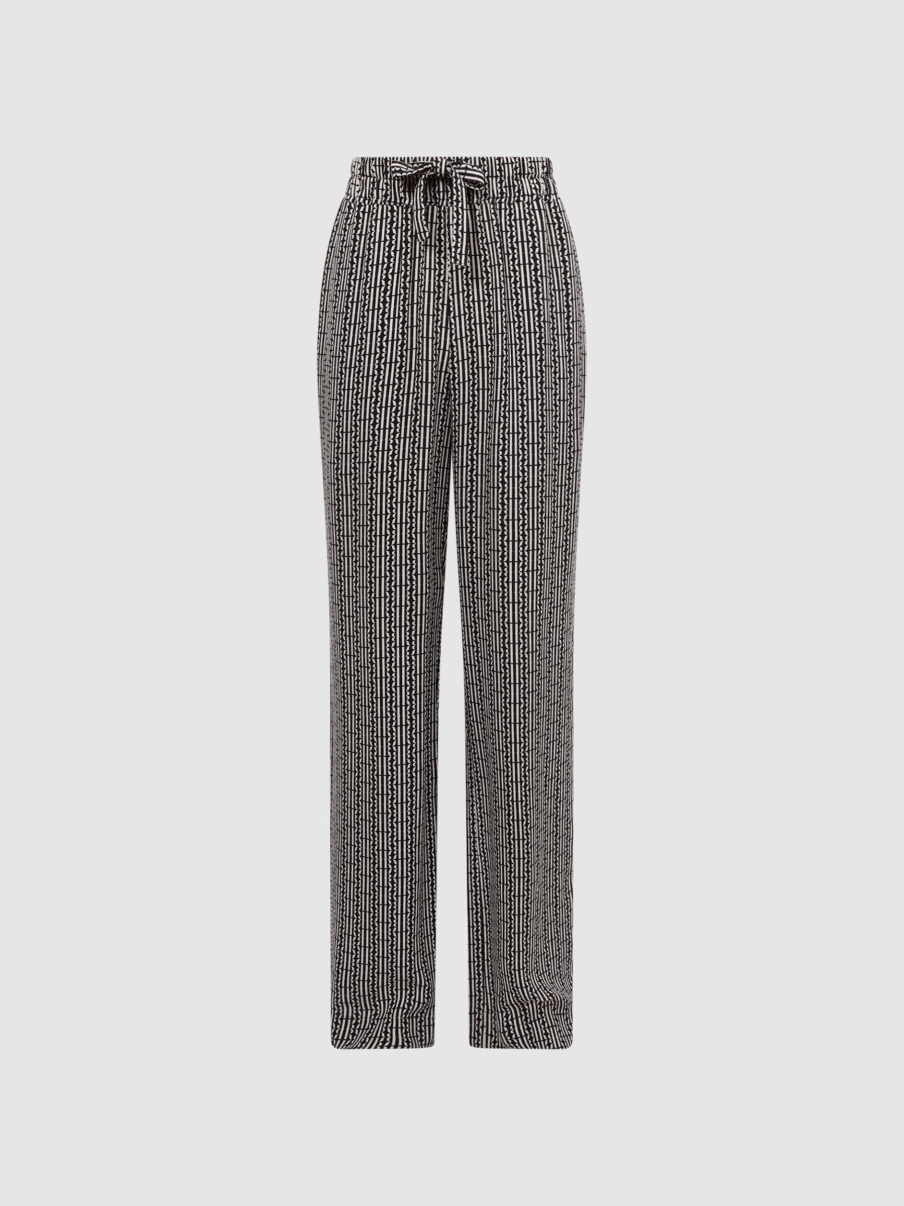 Printed Wide Leg Trousers in Black - Image 2 of 7