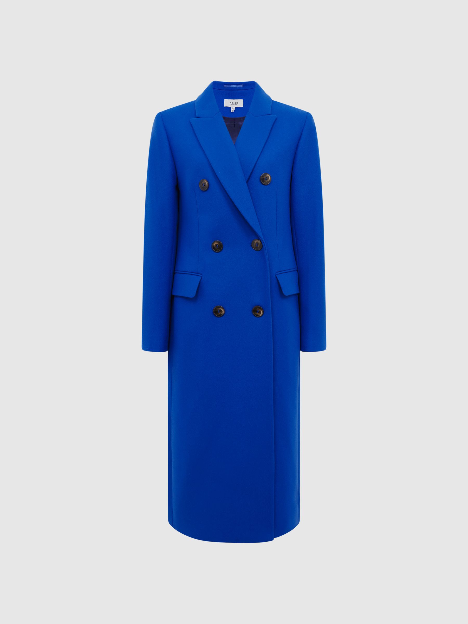 Longline Double Breasted Formal Coat in Bright Blue - Image 2 of 6