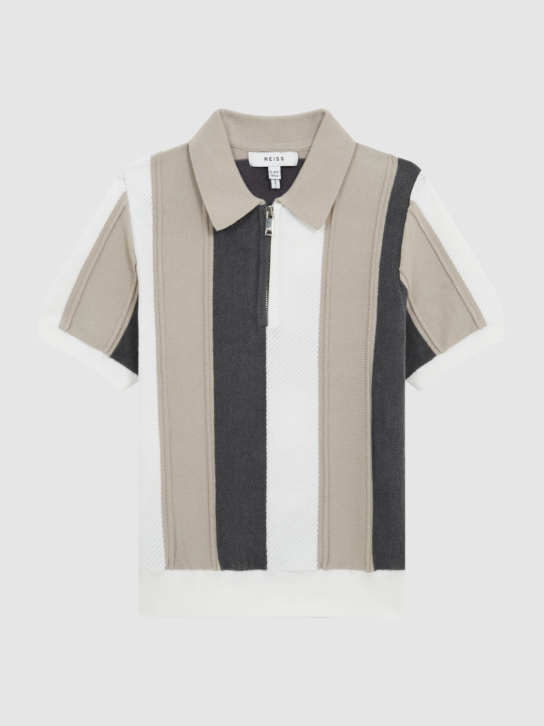 Junior Half Zip Colourblock Polo T-Shirt in Grey - Image 2 of 7
