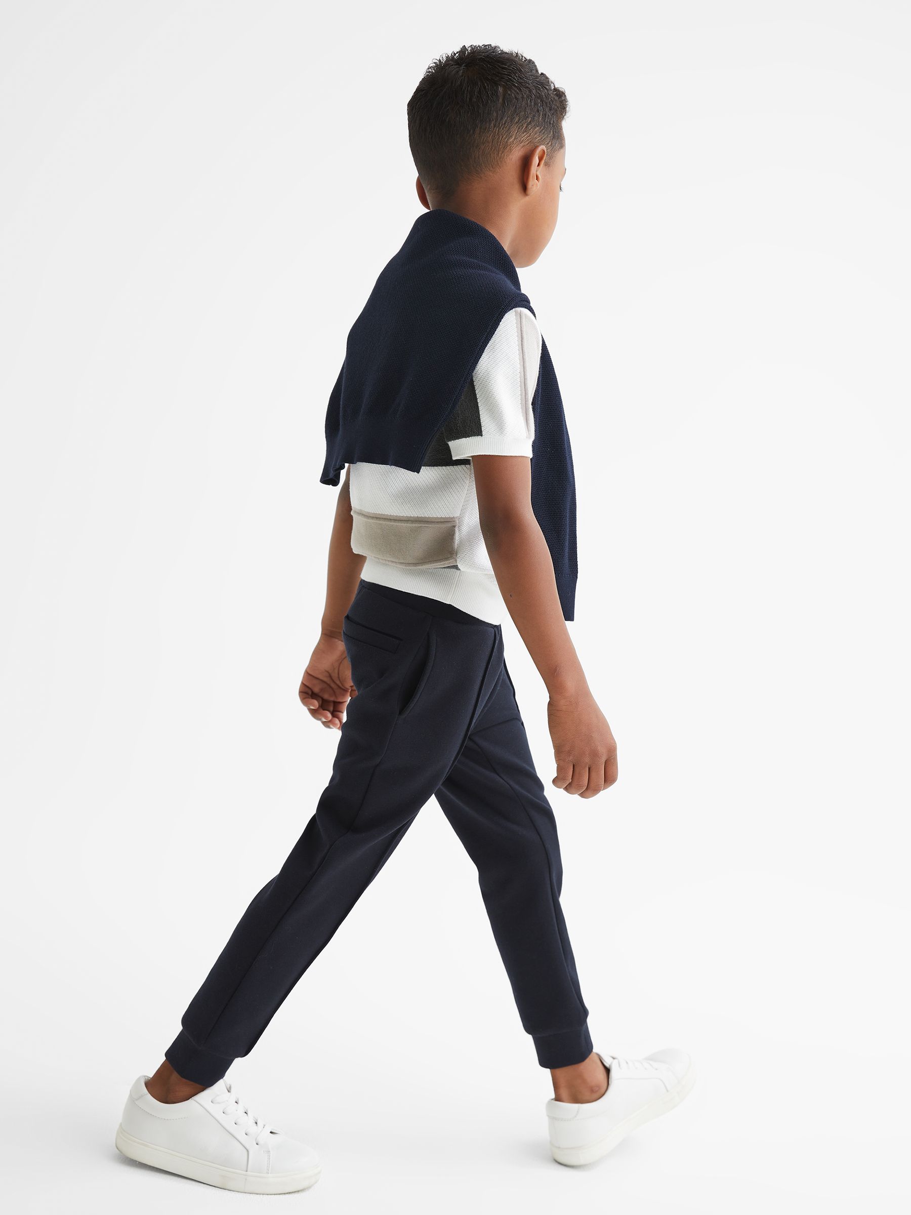 Junior Half Zip Colourblock Polo T-Shirt in Grey - Image 4 of 7