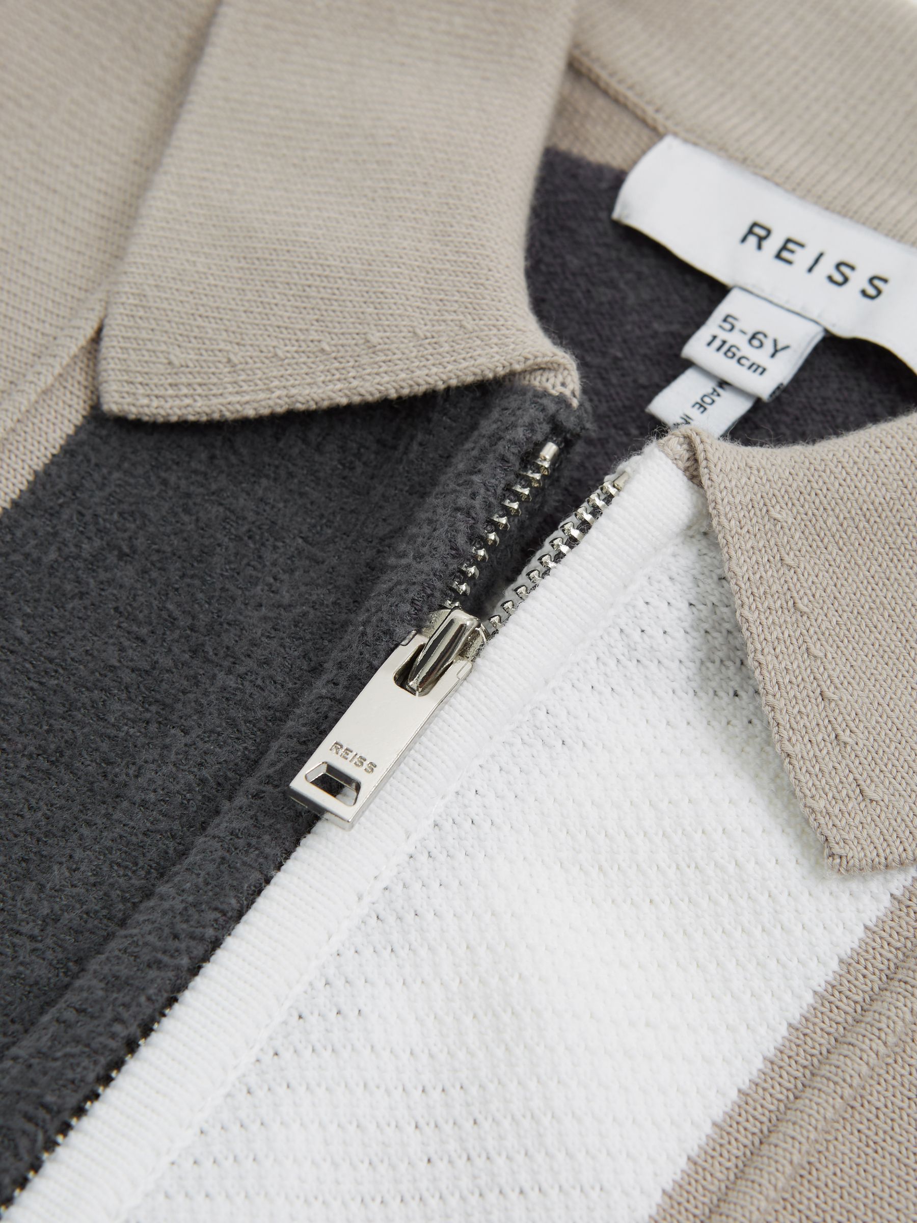 Junior Half Zip Colourblock Polo T-Shirt in Grey - Image 7 of 7