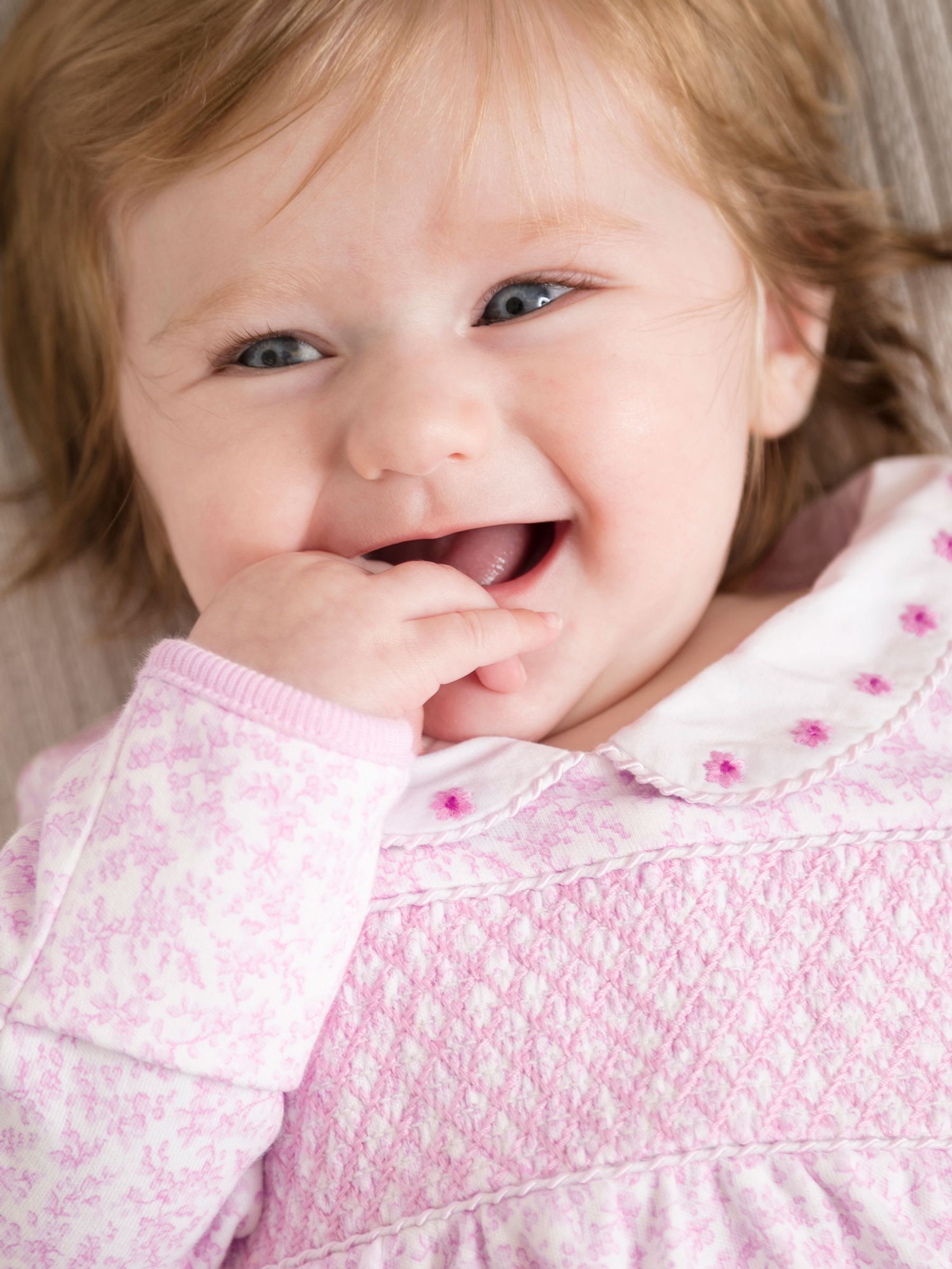 Pink Floral Smocked Cotton Baby Sleepsuit - Image 3 of 4