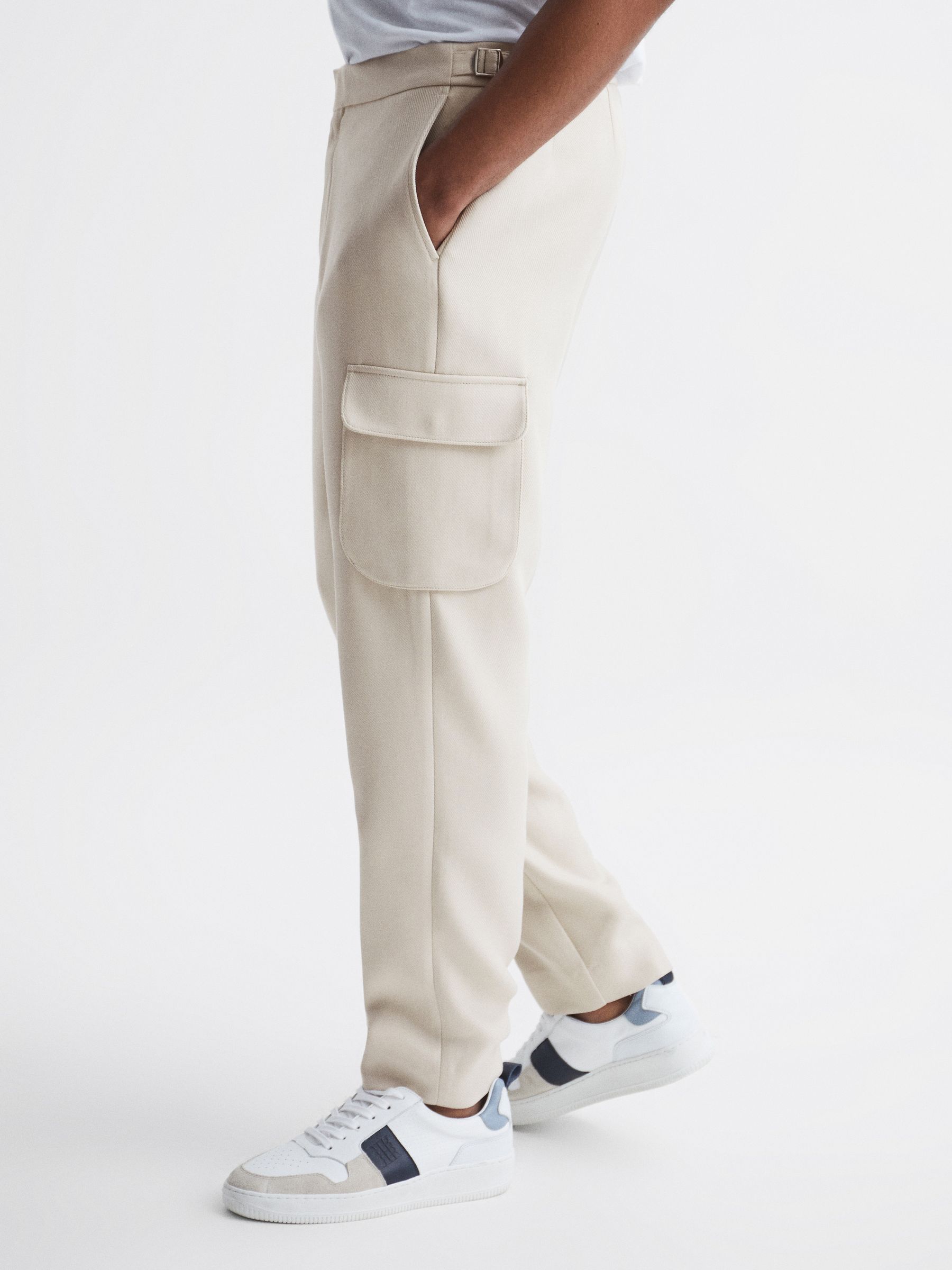Twill Cargo Trousers in Ivory - Image 7 of 7