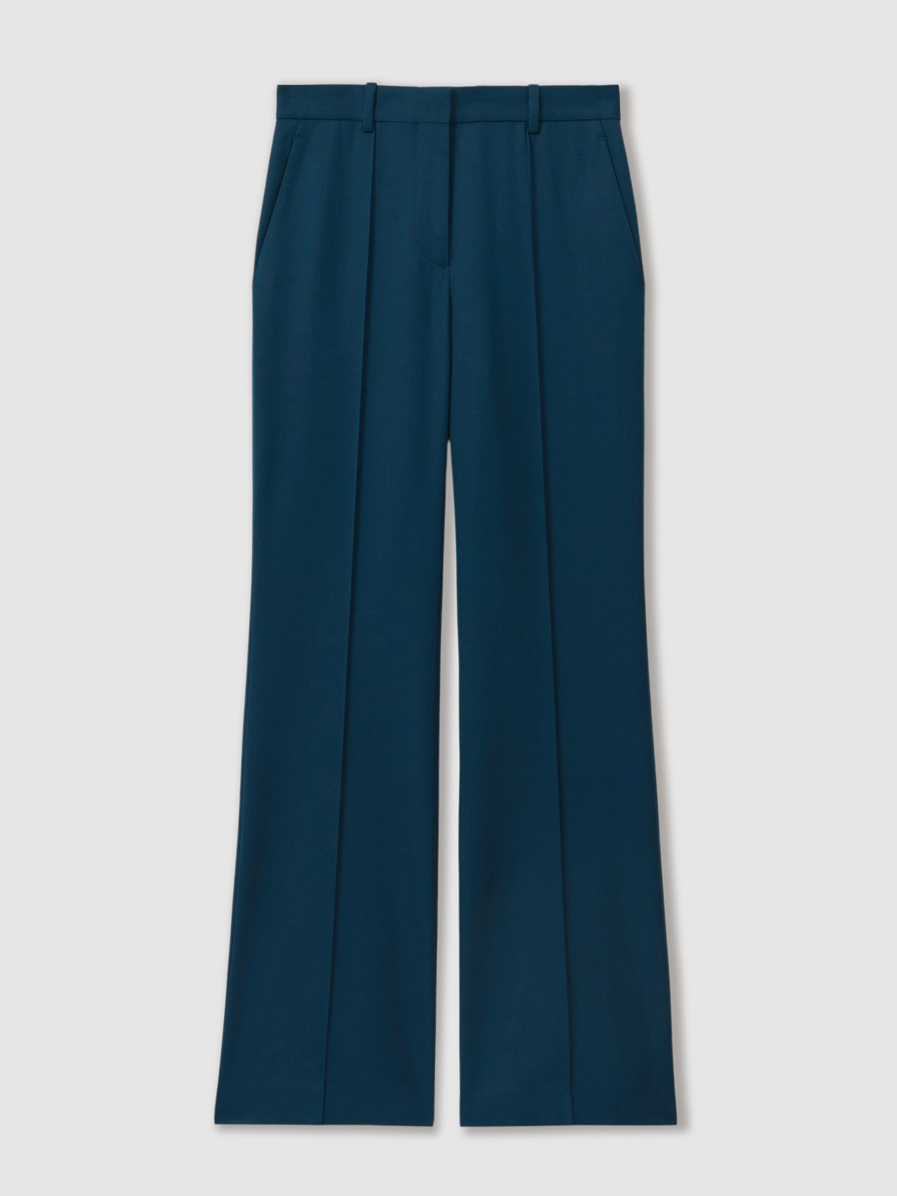 Wool Blend Wide Leg Suit Trousers in Teal - Image 2 of 6