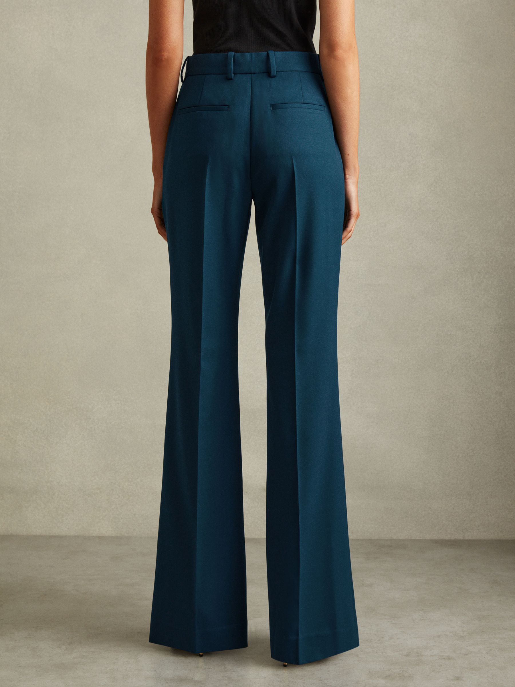 Wool Blend Wide Leg Suit Trousers in Teal - Image 5 of 6