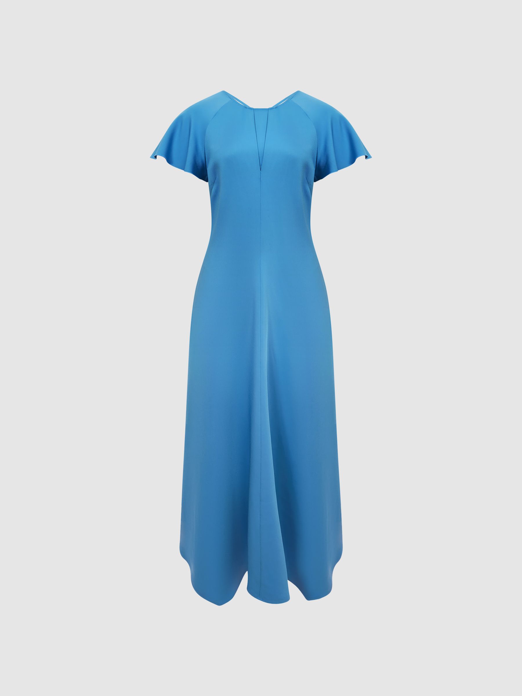 Cap Sleeve Midi Dress in Blue - Image 2 of 7