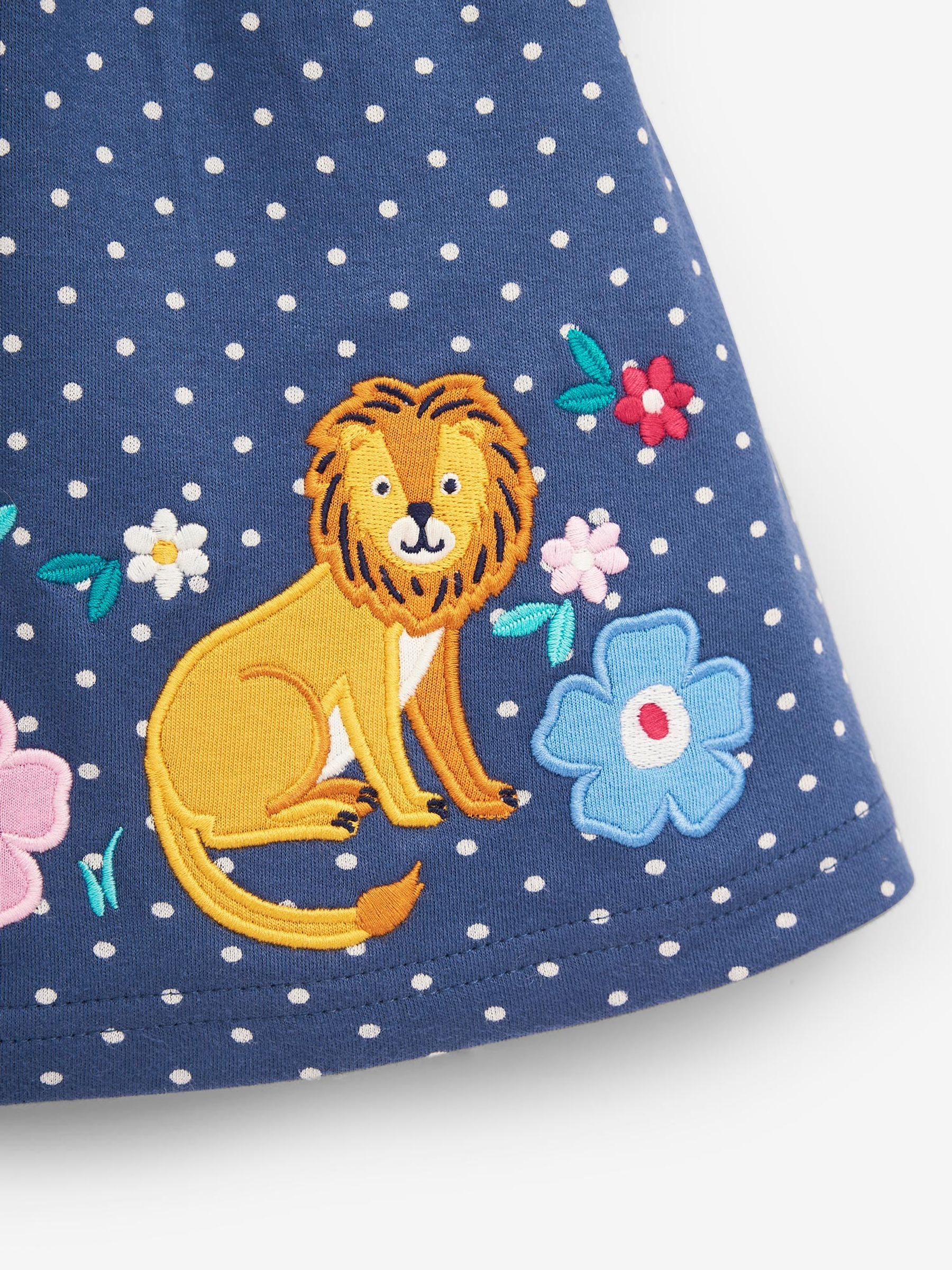 Denim Blue Safari Animals Appliqué Button Front Dress - Image 2 of 2