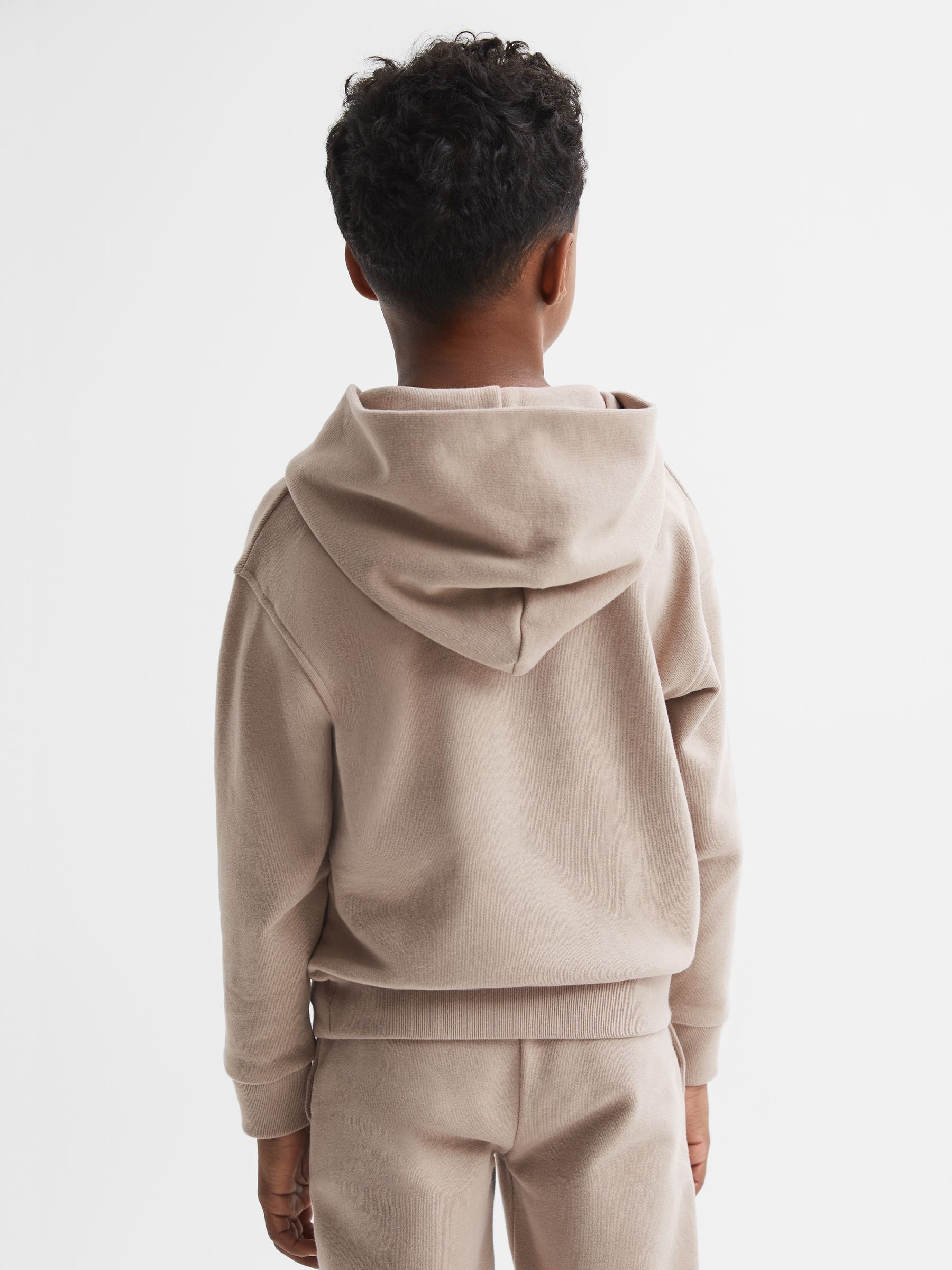 Junior Relaxed Garment Dyed Logo Hoodie in Taupe - Image 5 of 6