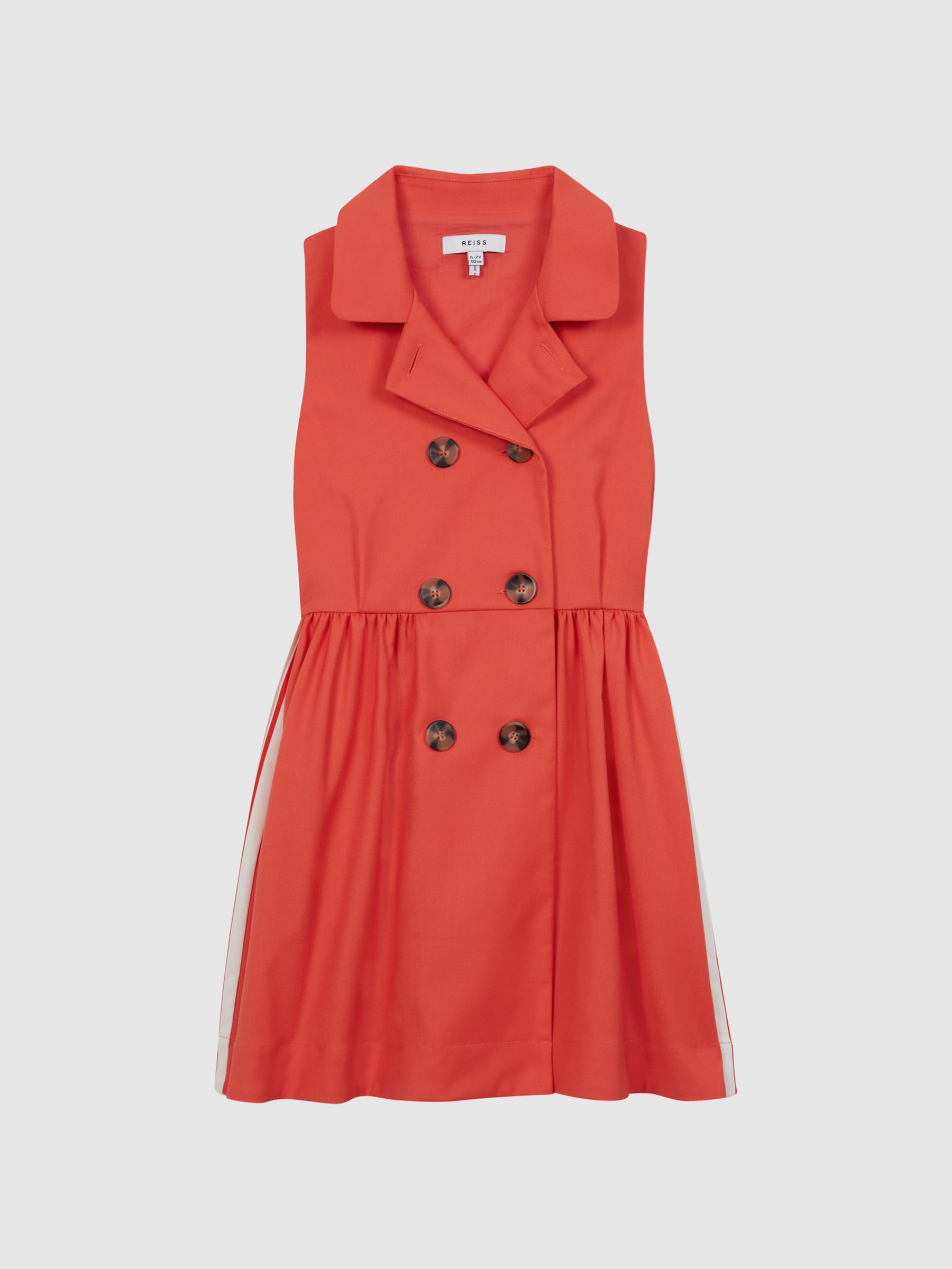 Junior Sleeveless Button Detail Dress in Coral - Image 2 of 7