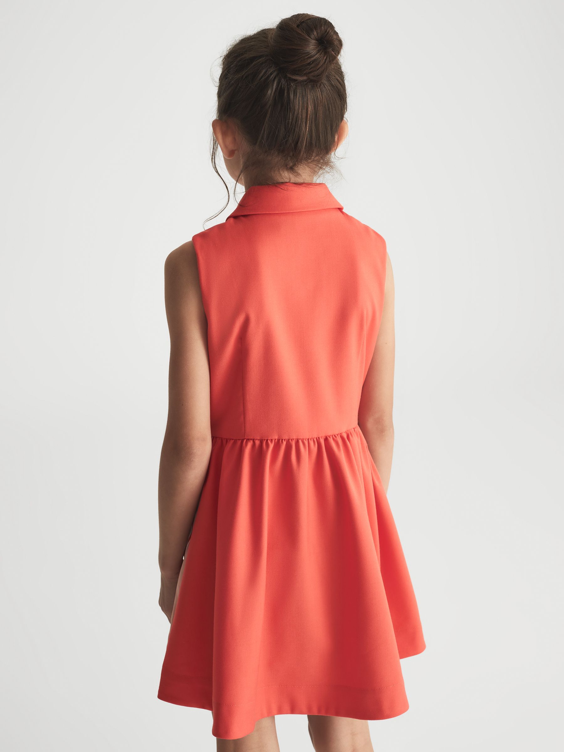 Junior Sleeveless Button Detail Dress in Coral - Image 5 of 7