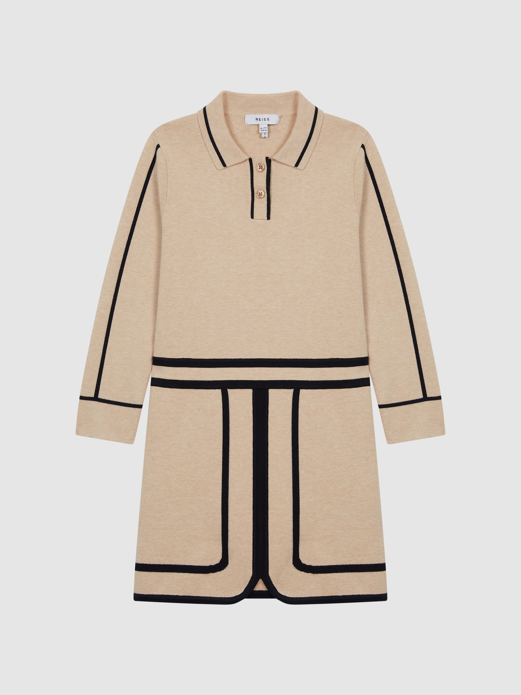 9-12 yrs Knitted Mini Dress in Camel - Image 2 of 6