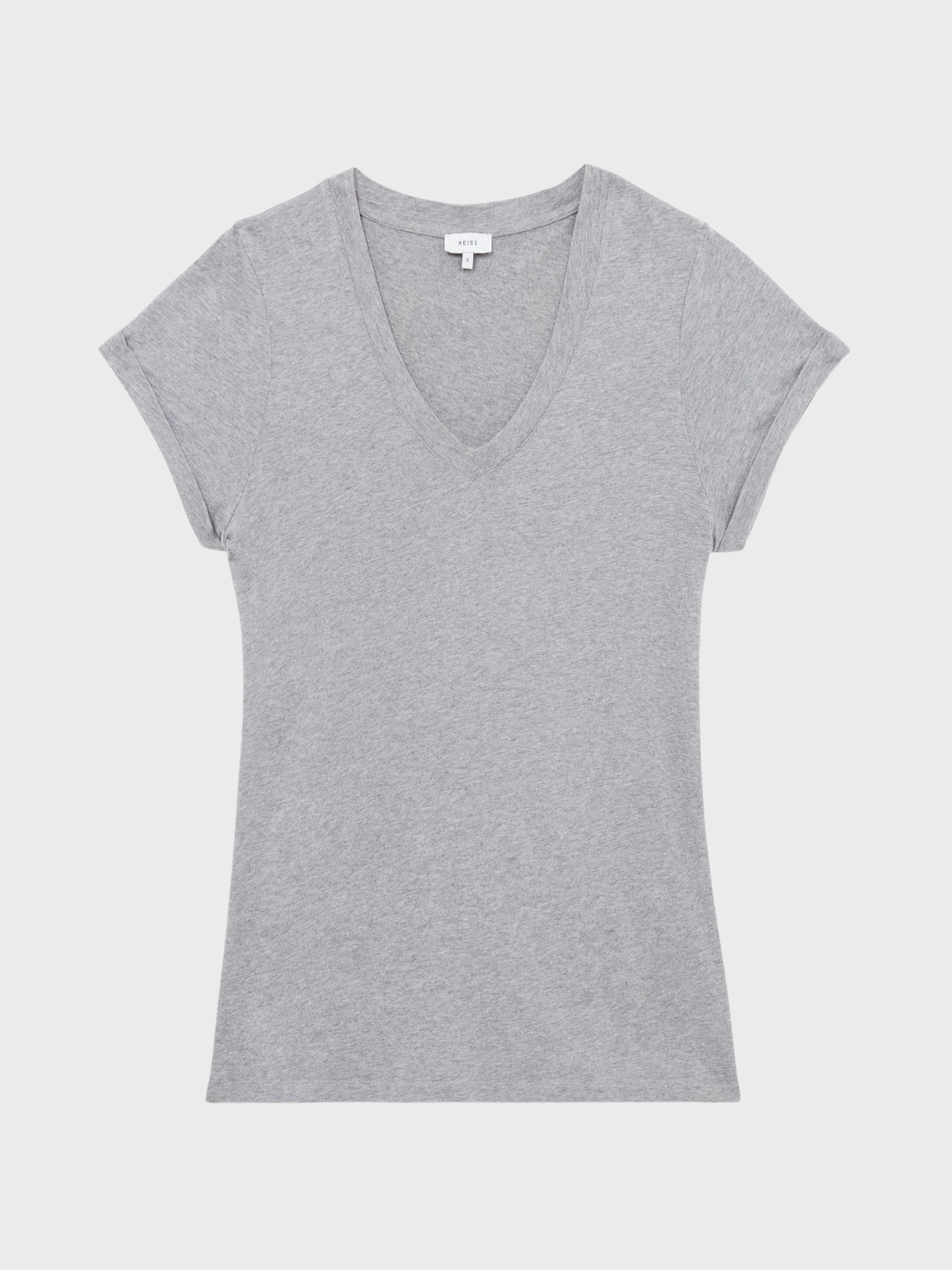 Reiss Cotton-Jersey V-Neck T-Shirt in Grey | REISS