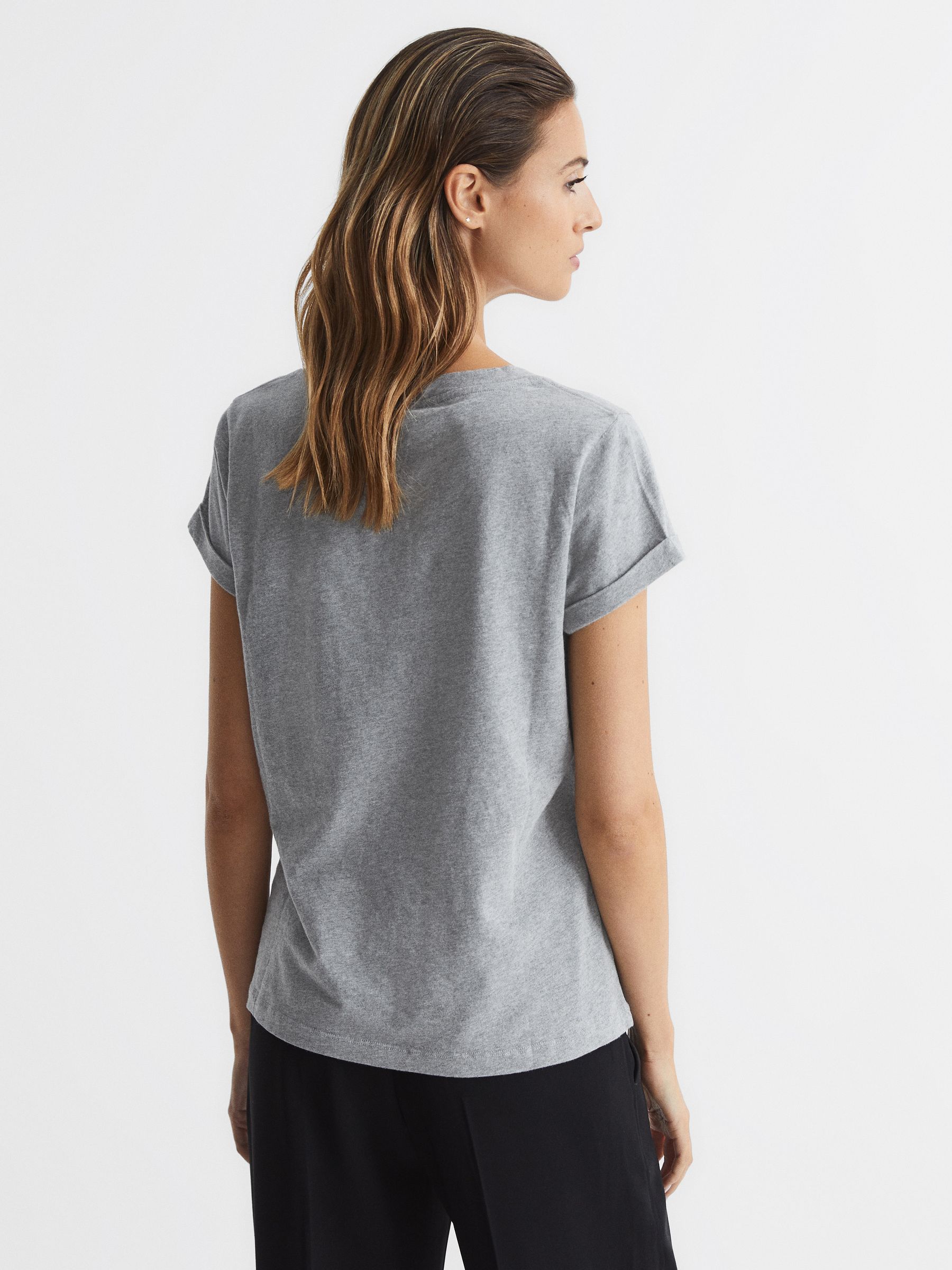 Cotton-Jersey V-Neck T-Shirt in Grey - Image 5 of 6