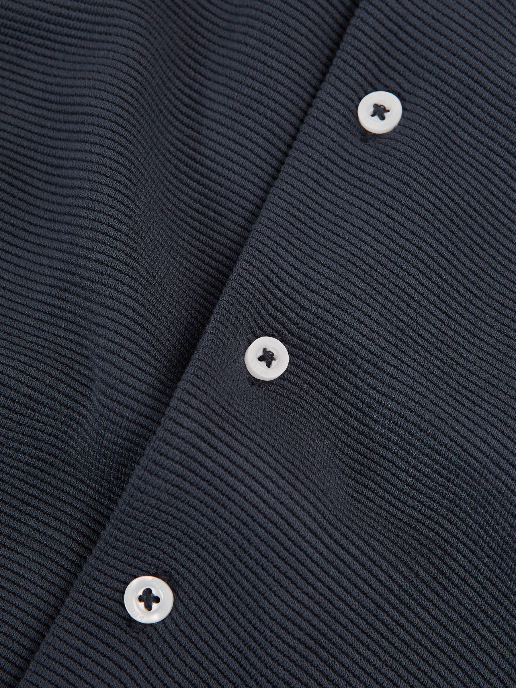 Junior Cuban Collar Ribbed Shirt in Airforce Blue - Image 7 of 7