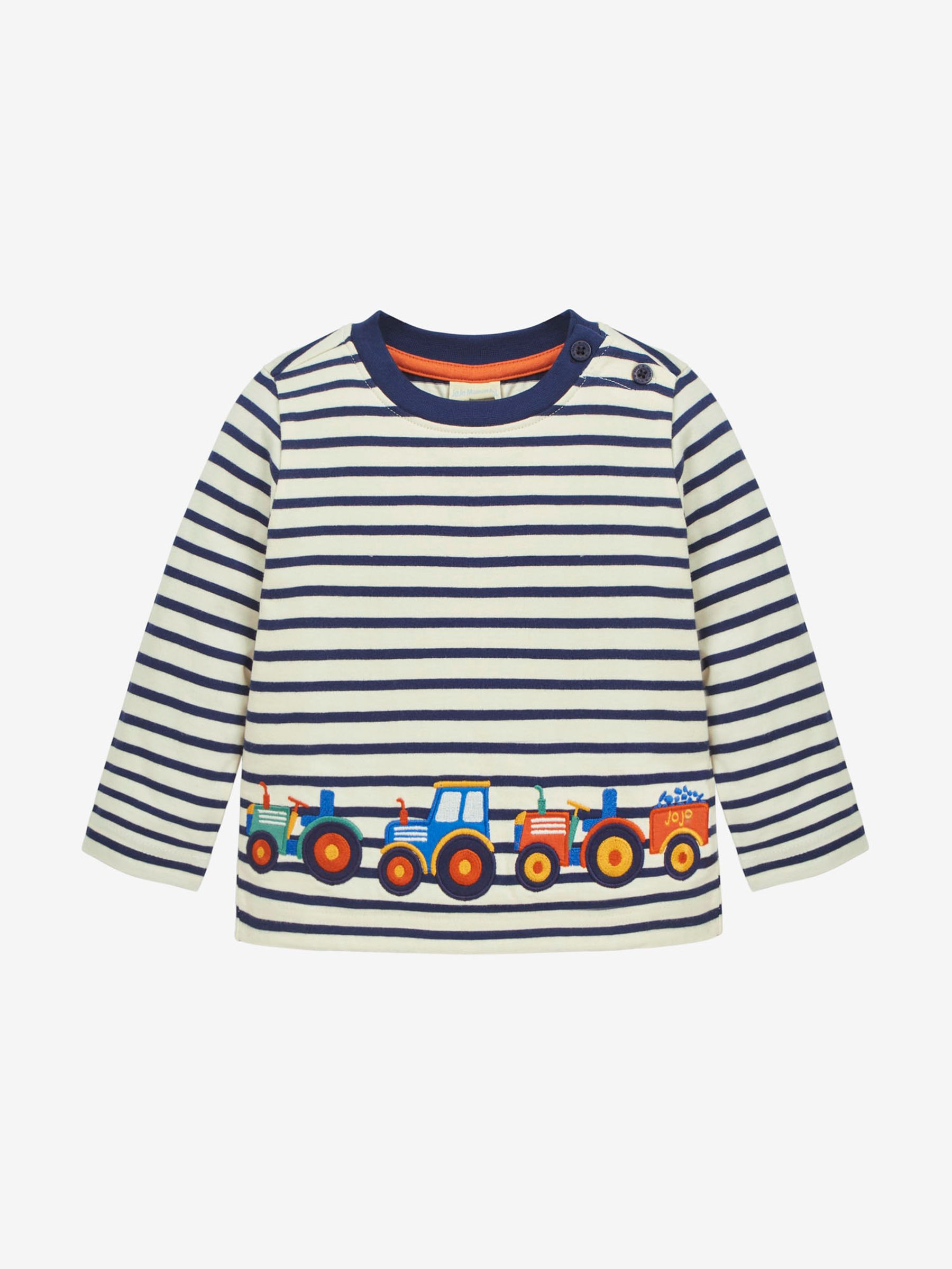 Ecru Navy Stripe Tractor Appliqué Border Top - Image 2 of 3