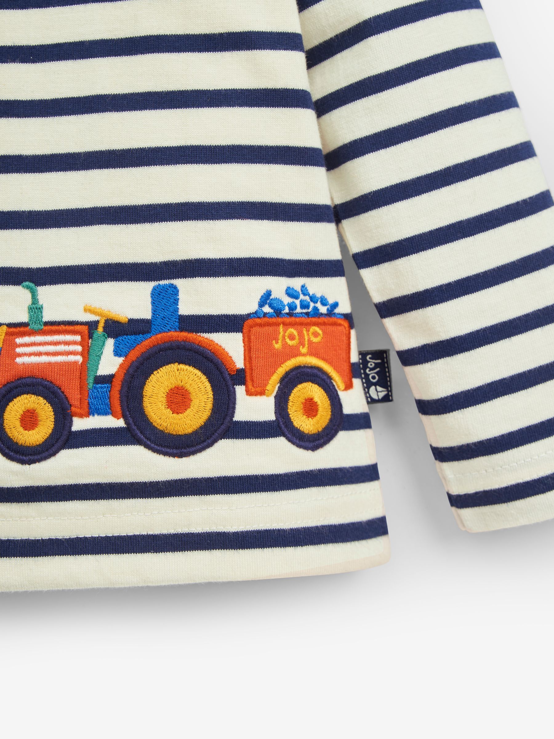 Ecru Navy Stripe Tractor Appliqué Border Top - Image 3 of 3