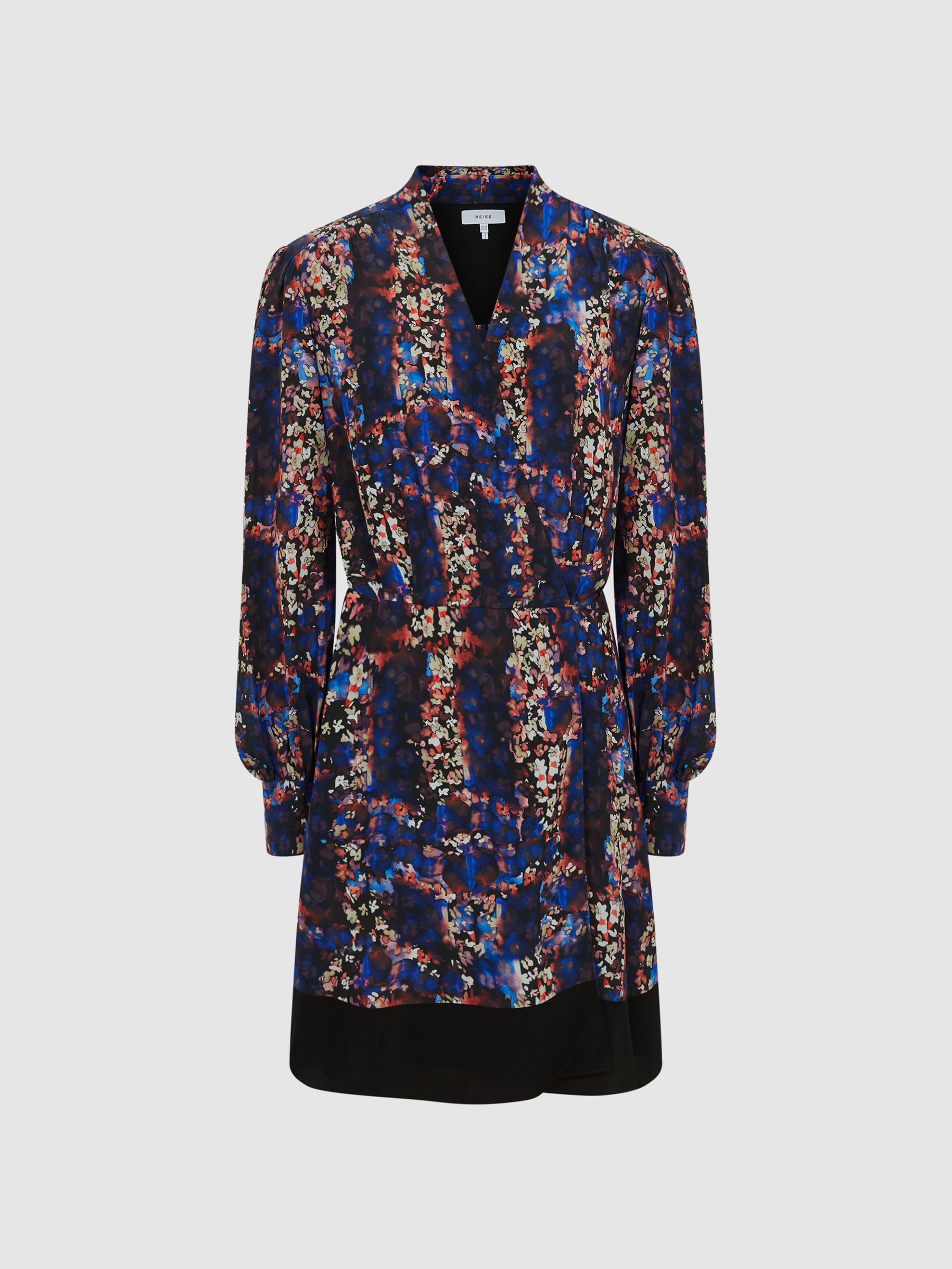 Ditsy Floral Print Mini Dress in Black - Image 2 of 7