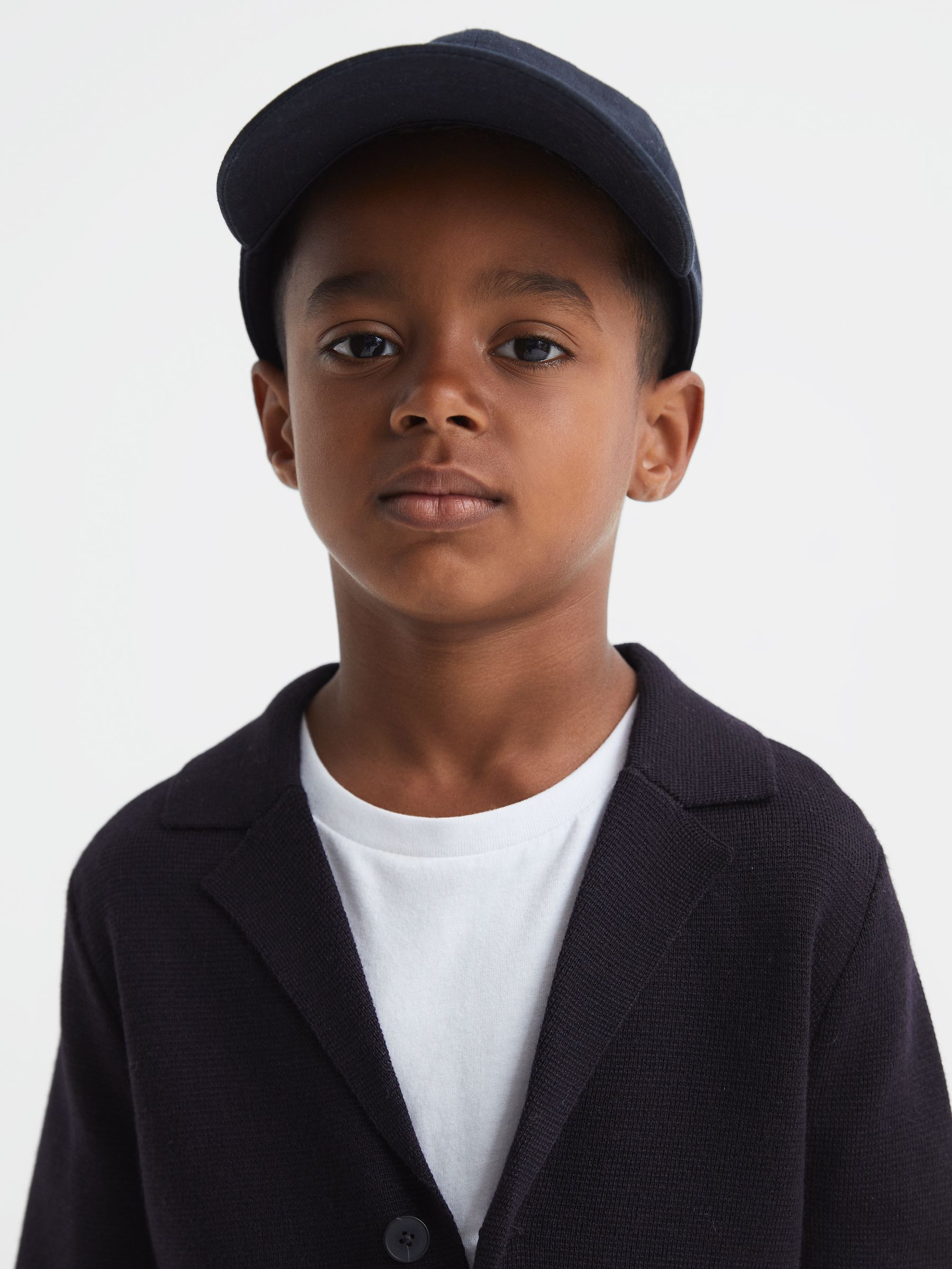 Senior Button Through Slim Fit Wool Blazer in Navy - Image 3 of 6