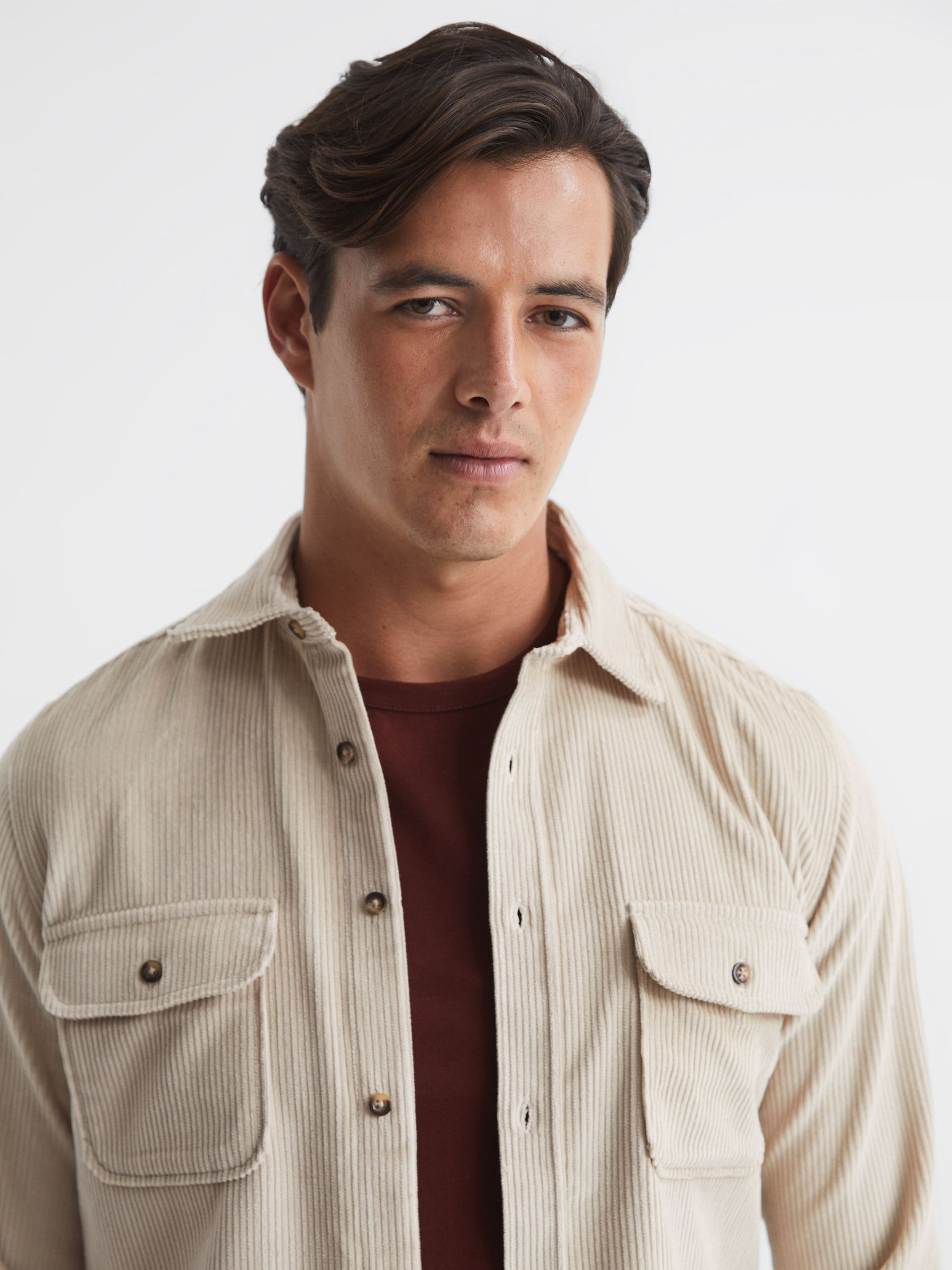 Corduroy Twin Pocket Overshirt in Ecru - Image 4 of 6