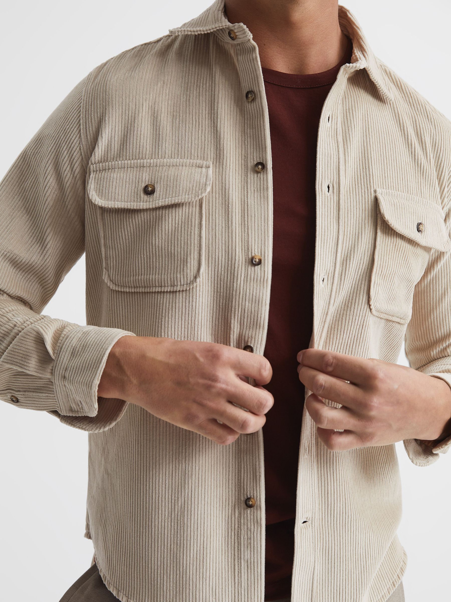 Corduroy Twin Pocket Overshirt in Ecru - Image 6 of 6