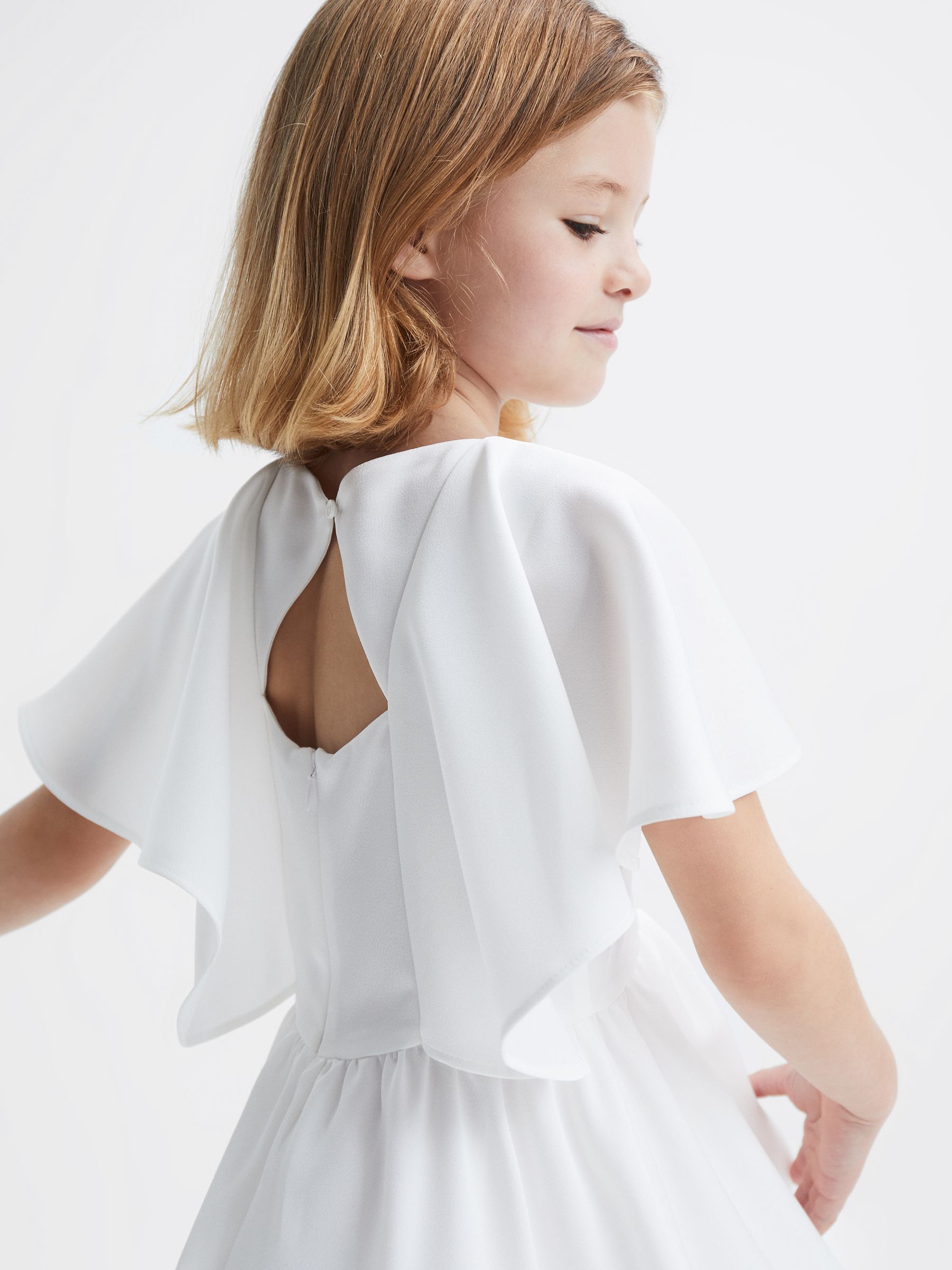 4-9 yrs Satin Midi Dress in Ivory - Image 3 of 6