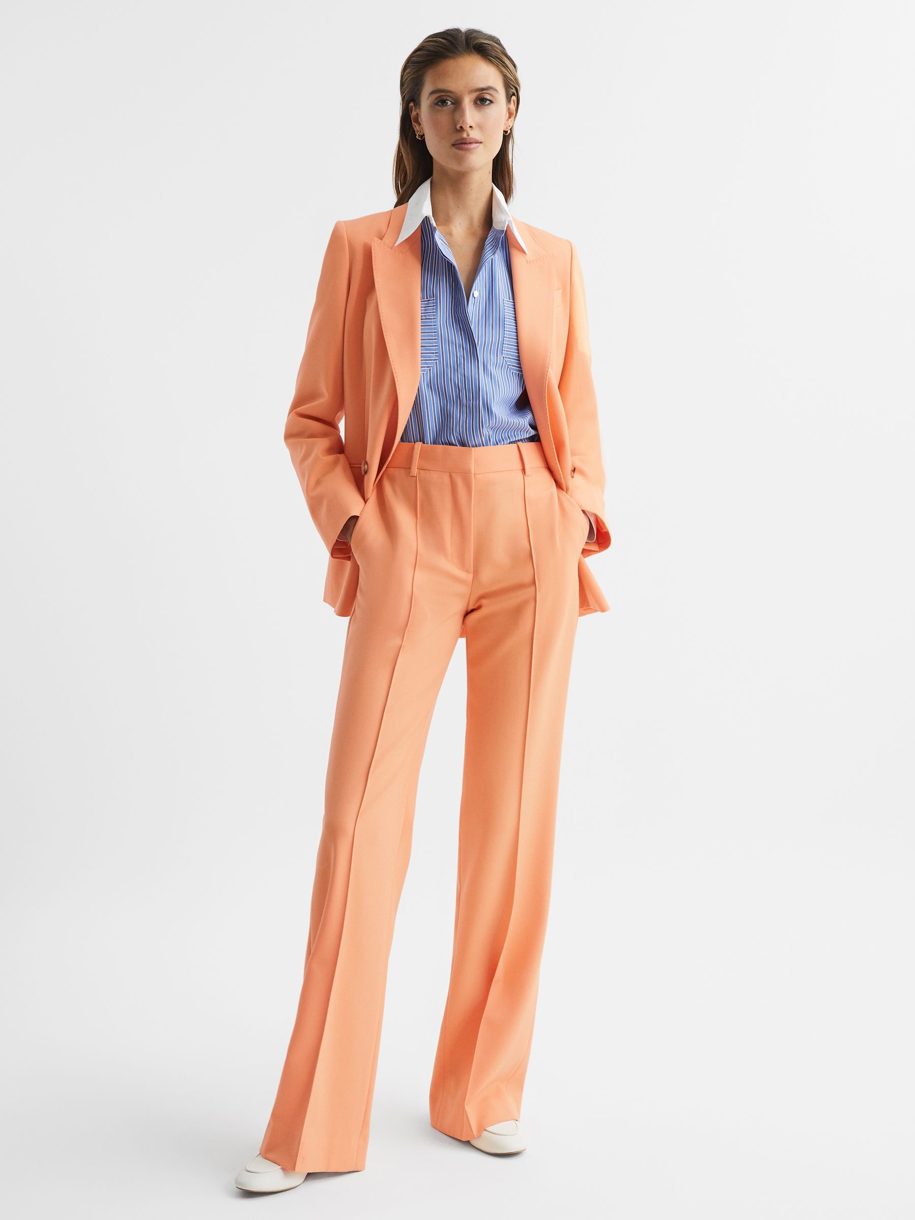 Wide Leg Tailored Trousers in Orange - Image 6 of 7