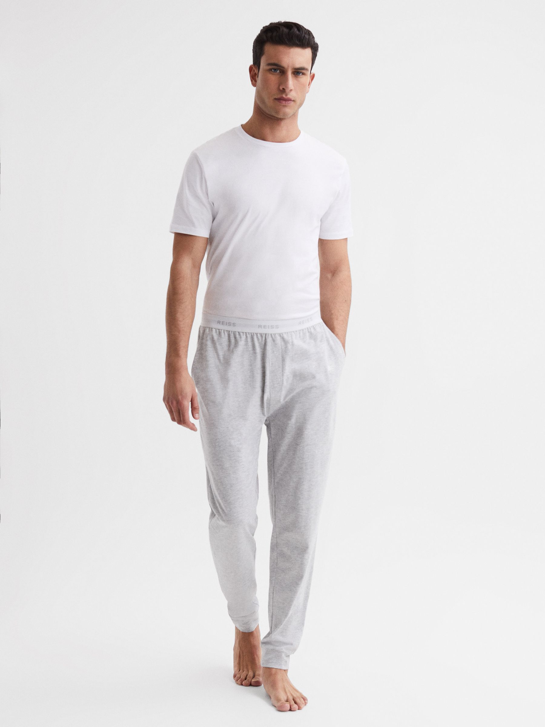Cotton-Blend Joggers in Grey Melange - Image 3 of 6
