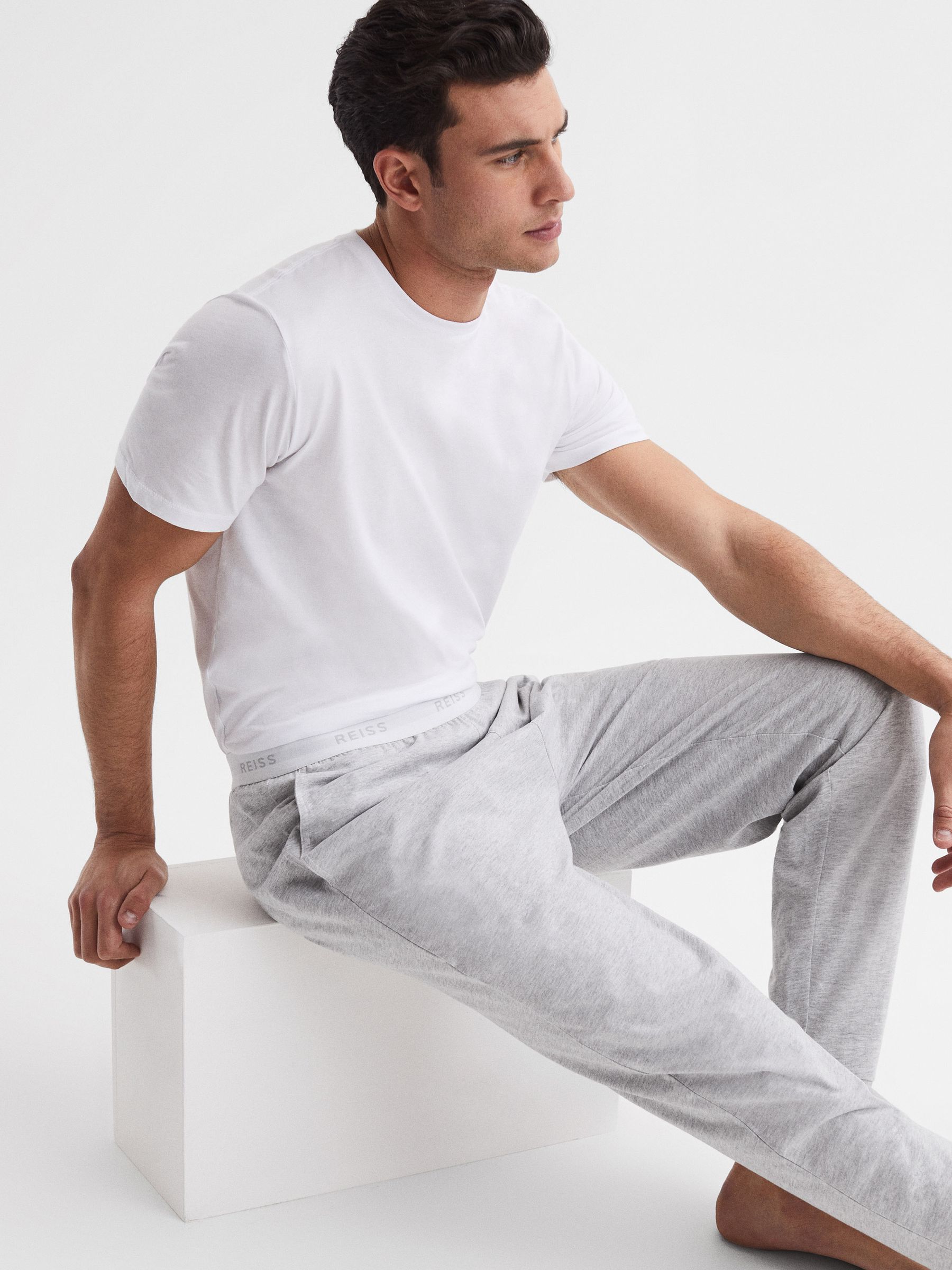 Cotton-Blend Joggers in Grey Melange - Image 6 of 6